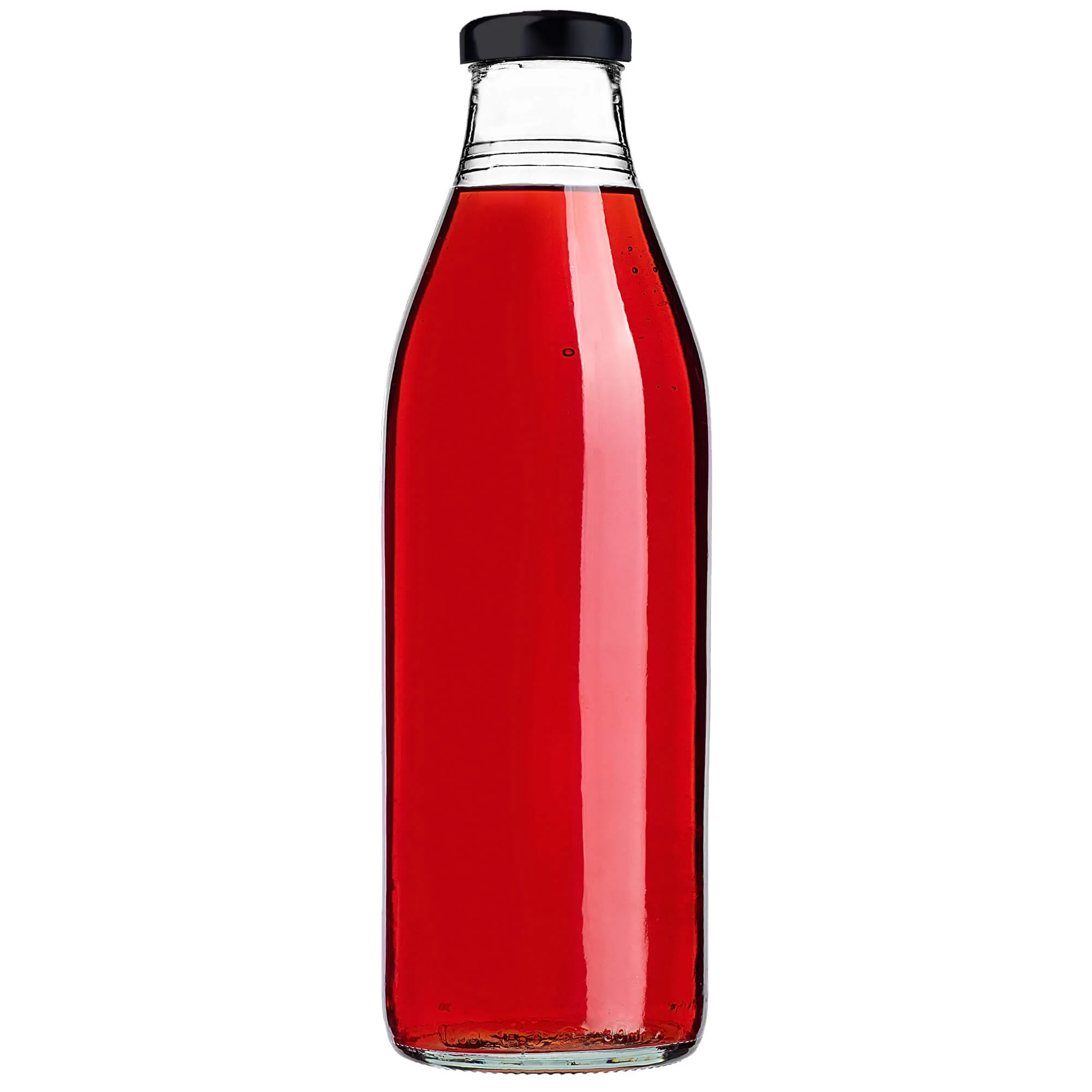 Arvigo 1 l stiklinis sulčių butelis su juodu dangteliu 1 vnt.