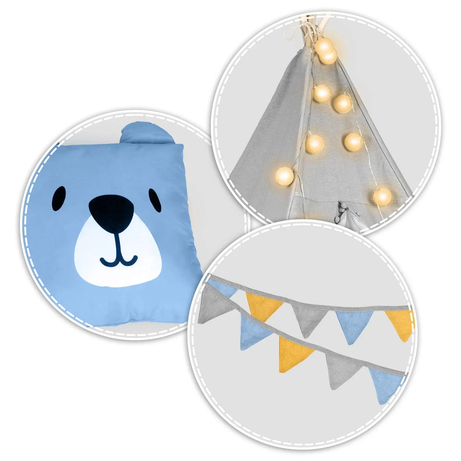 „Nukido“ vaikiška palapinė su šviesomis – pilka - nuotrauka 1