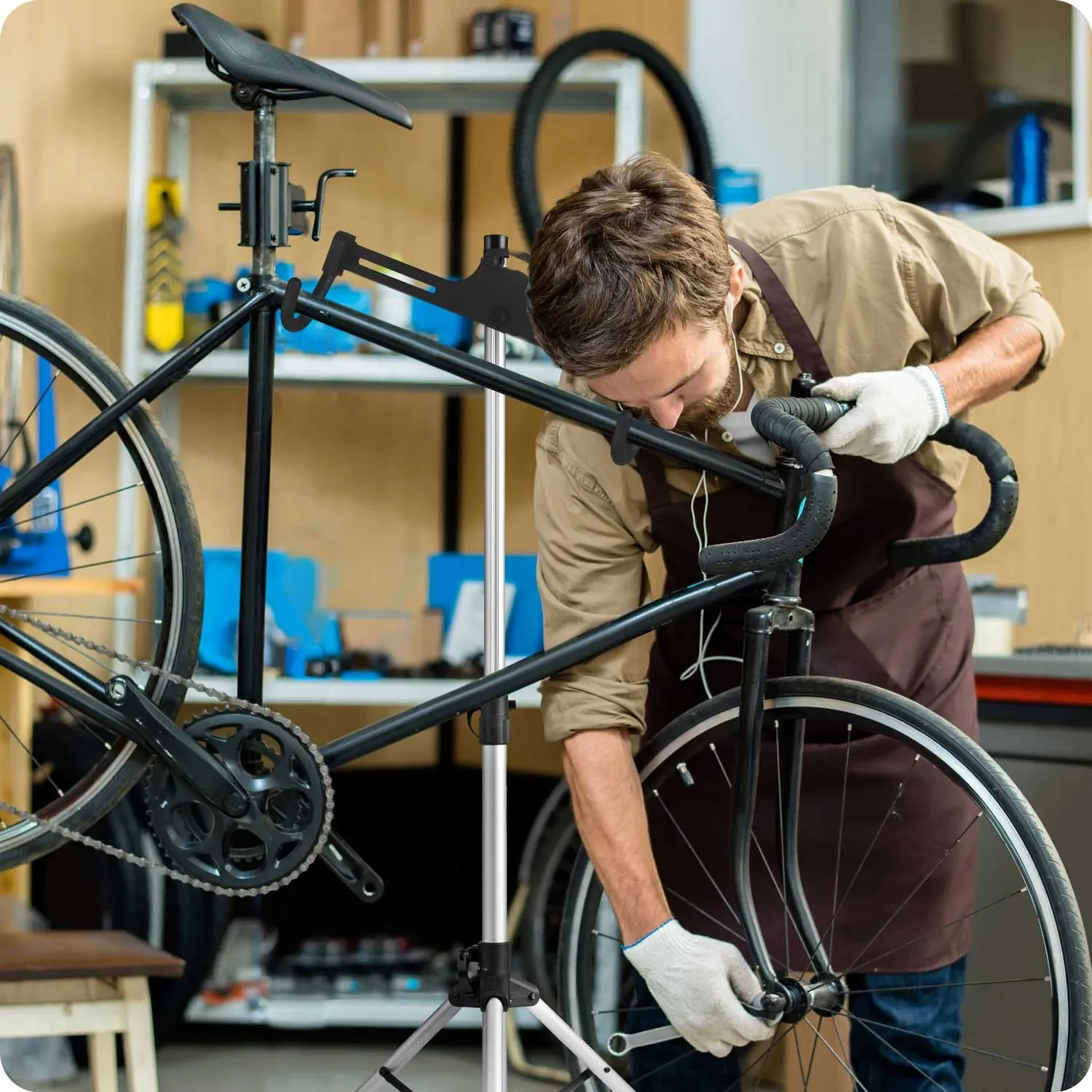 MB2 aliuminio sidabro spalvos dviračių remonto stovas - nuotrauka 1