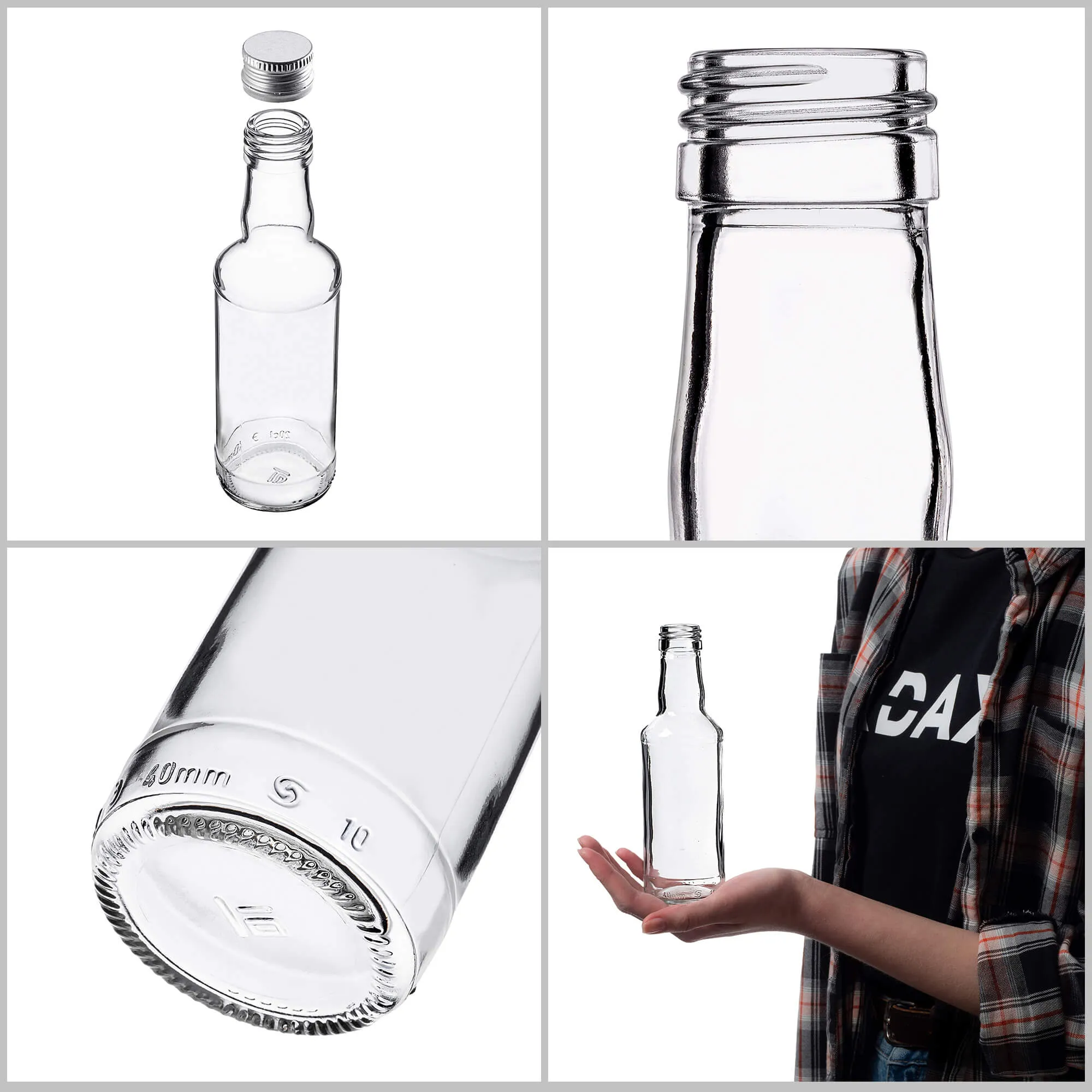 Monopol stikliniai buteliukai 200 ml su sidabriniu dangteliu, 100 vnt.