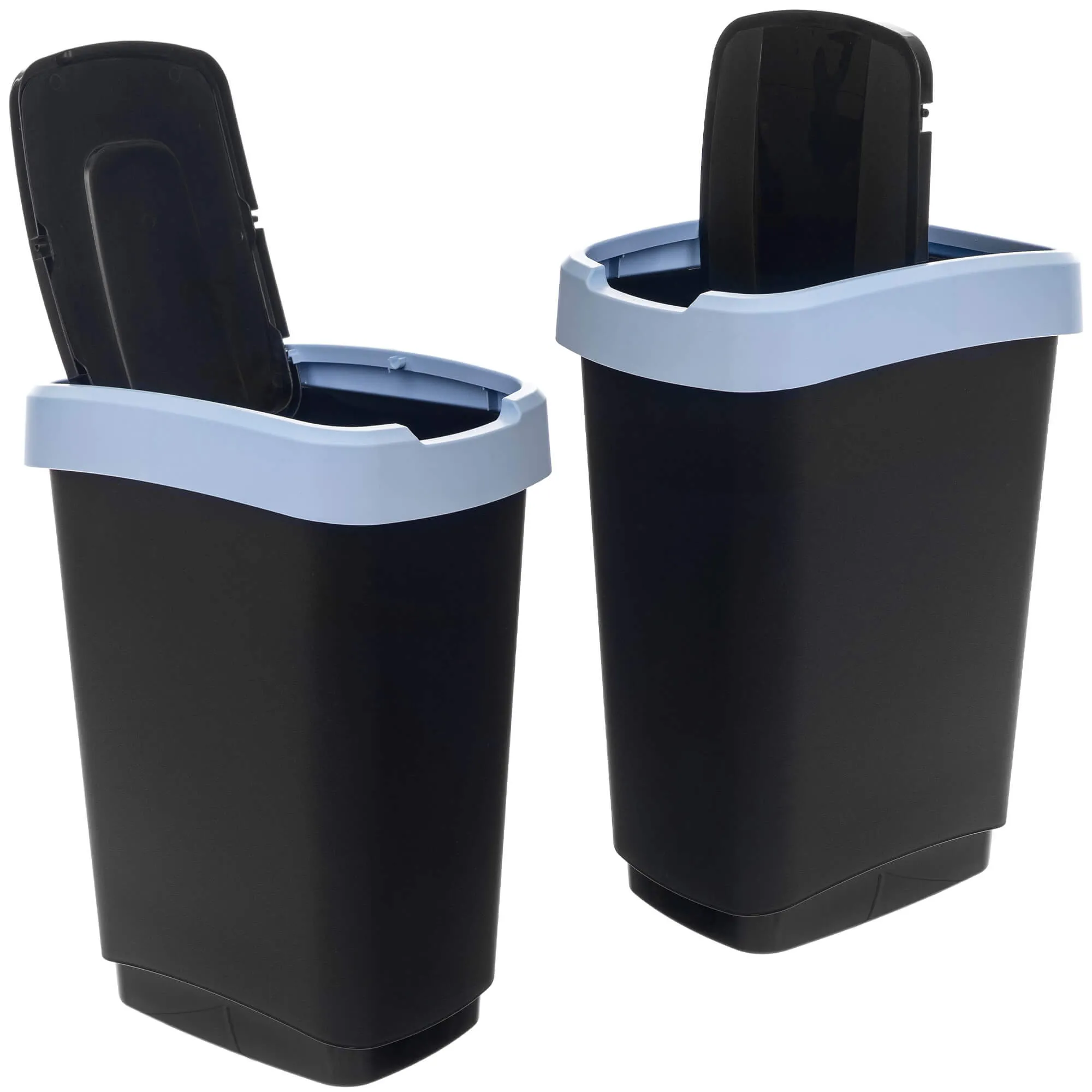 Morin 25 l šiukšliadėžė su besisukančiu dangčiu, juodos ir mėlynos spalvos