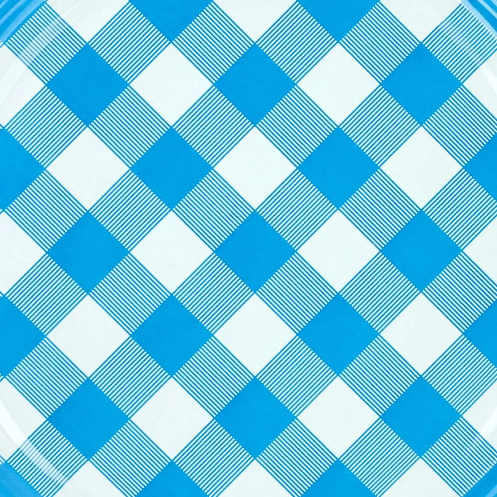 Metaliniai dangteliai Virbo stiklainiams, 10 vnt., 82 mm skersmens, „Blue Grid“