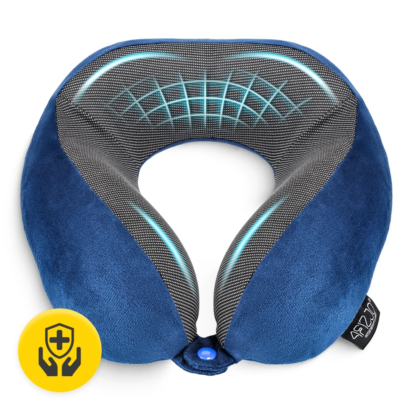 Tamsiai mėlyna kruasaninė kelioninė pagalvė miegui