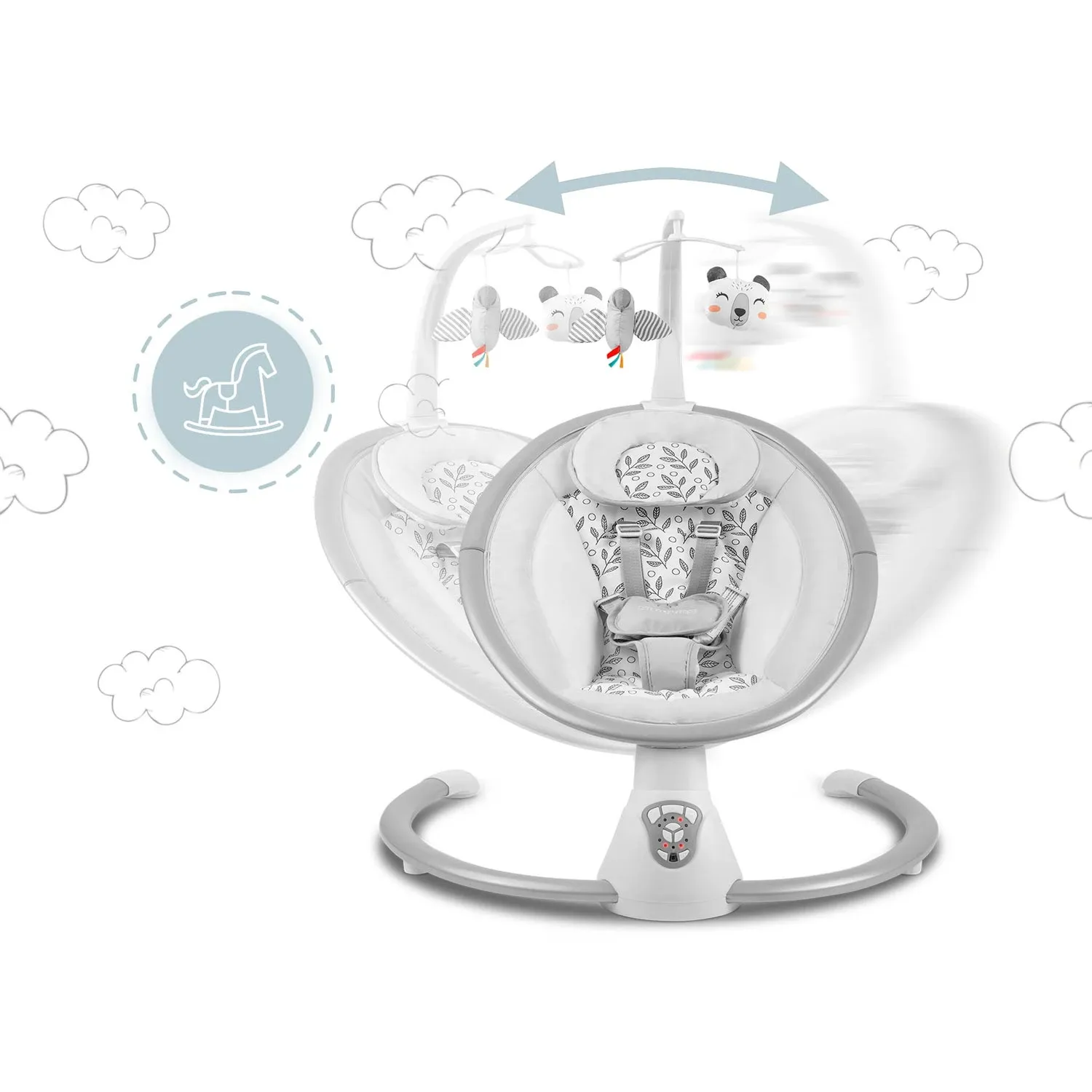 Daugiafunkcinė supamoji kėdė su automatiniu supamuoju mechanizmu, balta ir pilka Ricokids 705000 - nuotrauka 1