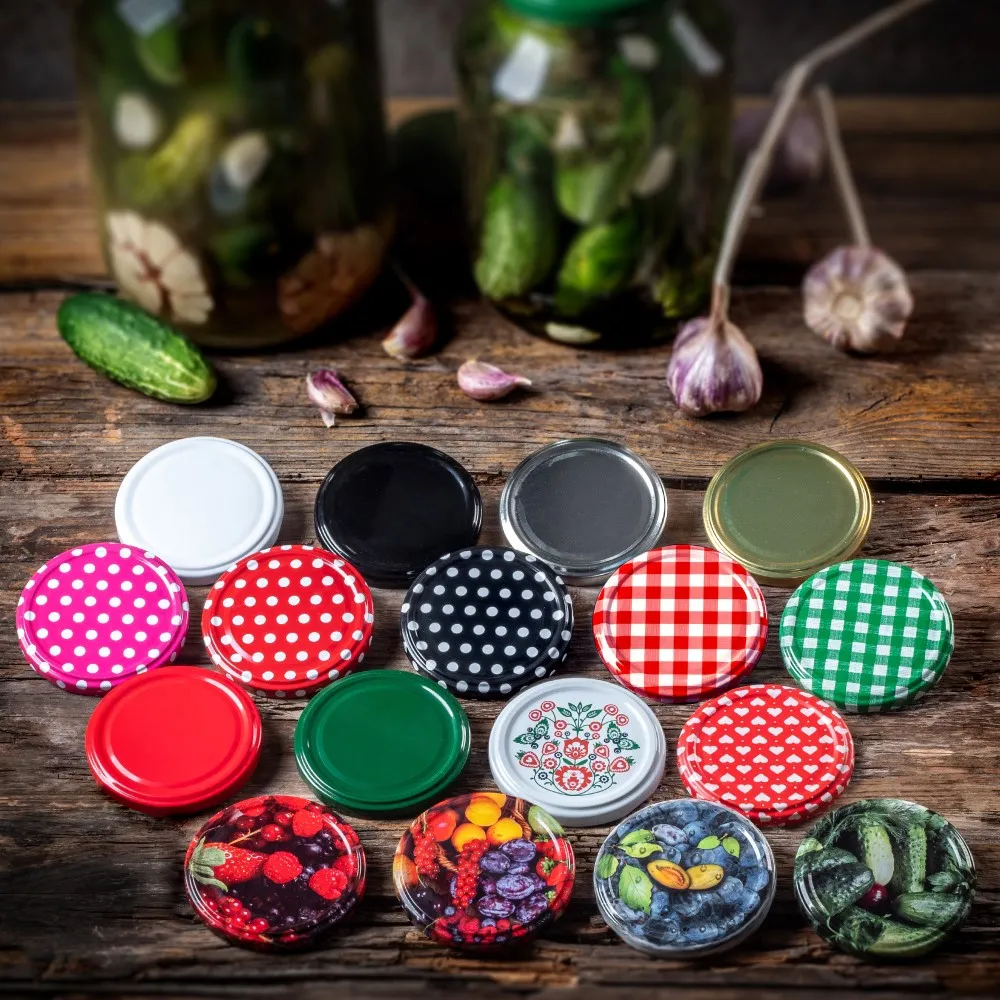 Metaliniai dangteliai „Valsta“ stiklainiams, 10 vnt., 66 mm skersmens, juodi