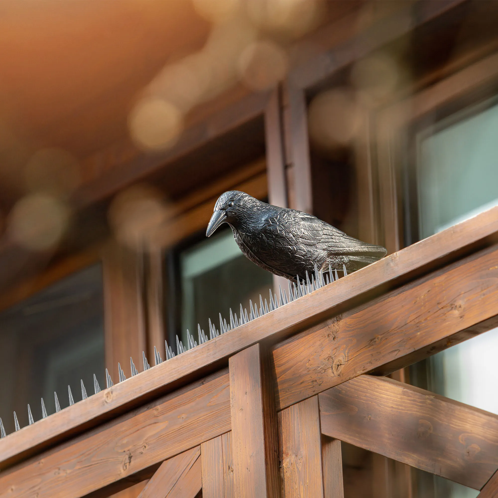 Plastikiniai paukščių spygliai 6 vnt., sidabriniai + varnas