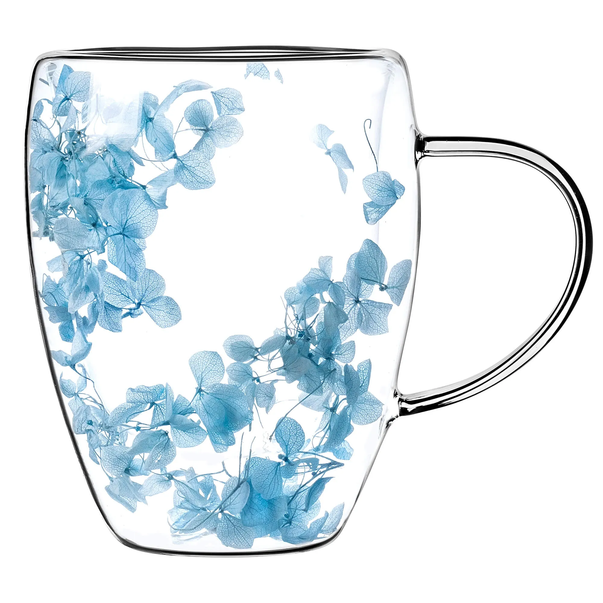 Terminis puodelis su gėlių motyvu „Riga“, 350 ml, mėlynas, 4 vnt.