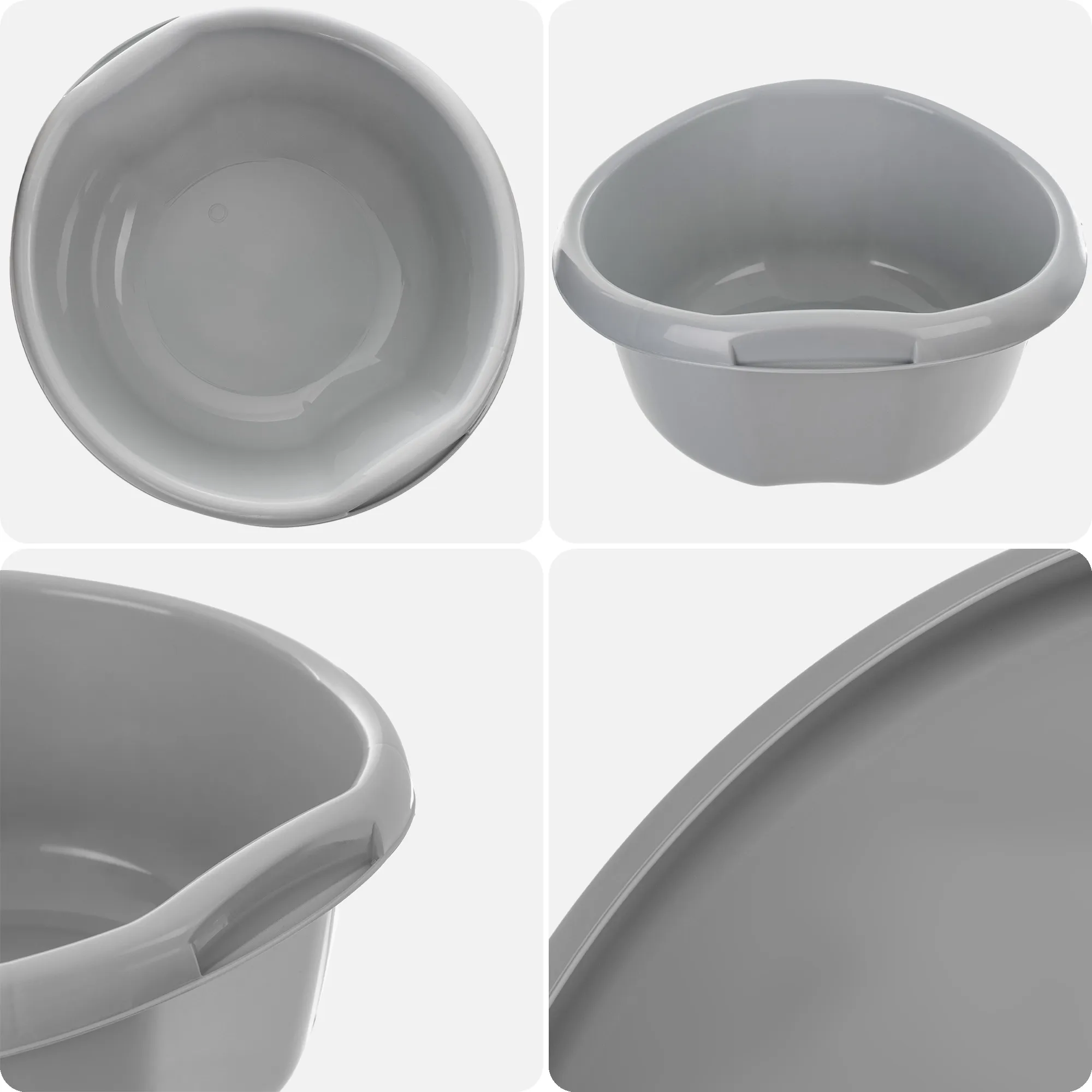 Treix 10 l plastikinis praustuvas su rankenomis, pilkas