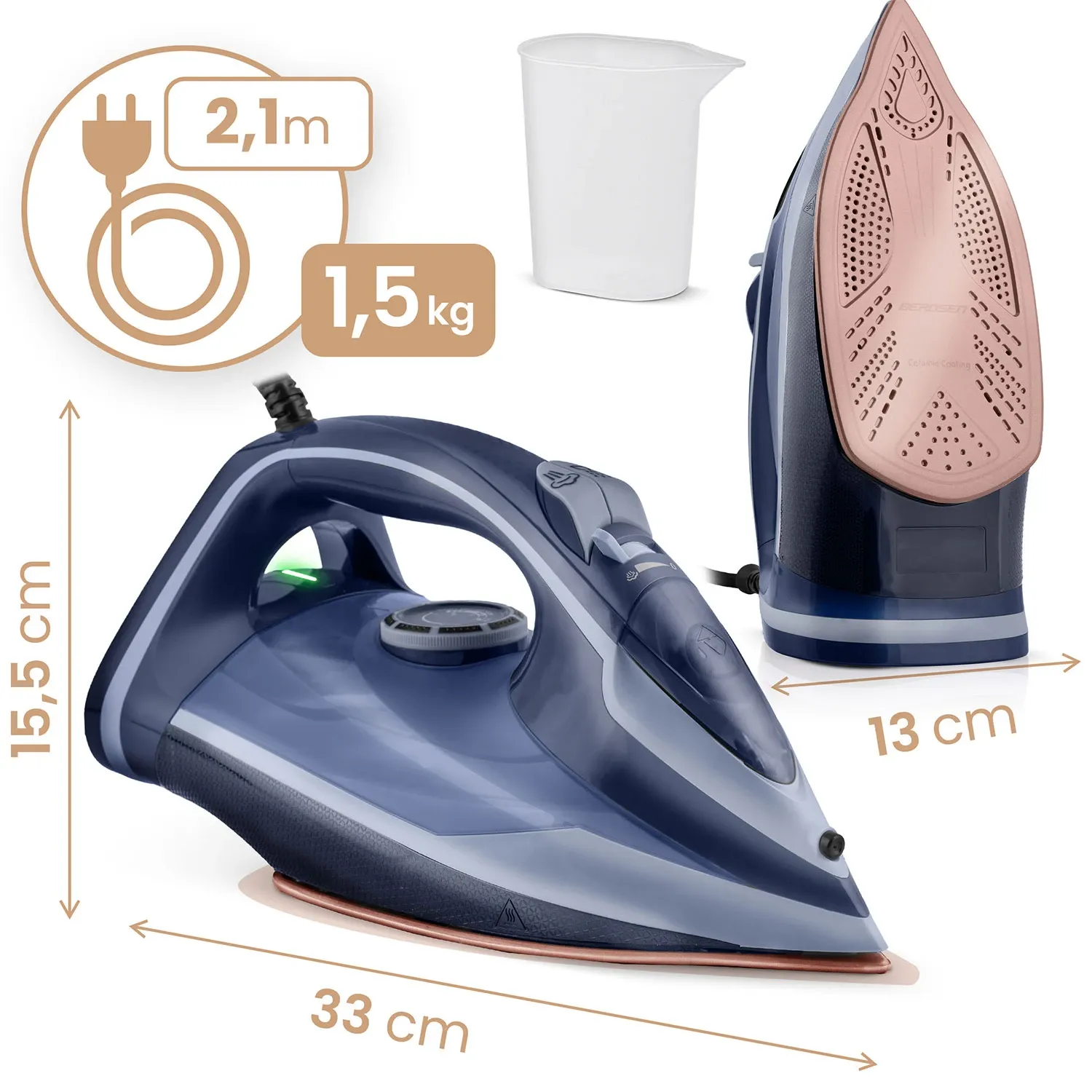 3000 W „Berdsen BD-330“ garinis lygintuvas, keraminė danga, vertikalus veikimas - nuotrauka 1
