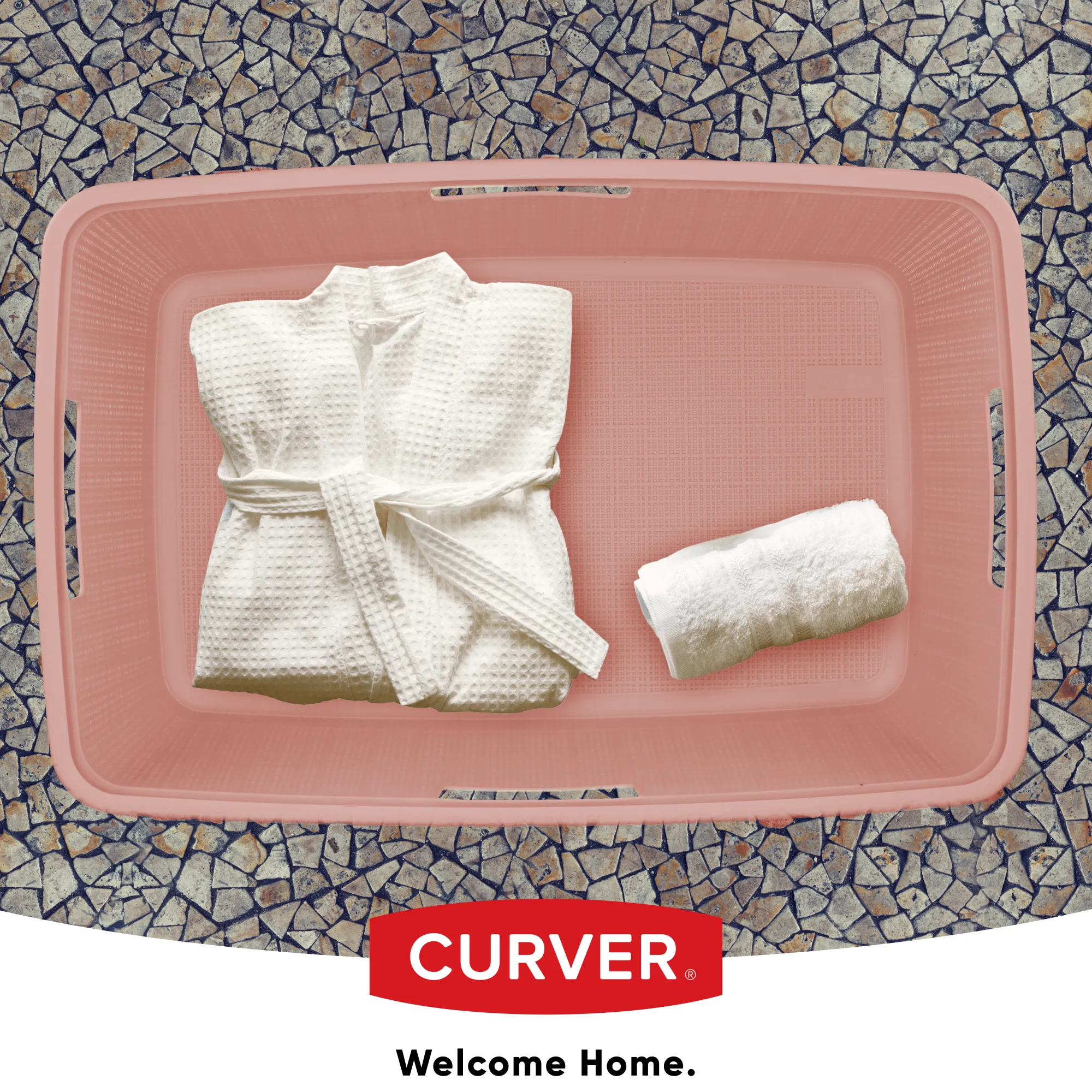 „Curver Jute“ skalbinių krepšys, 46 l, rausvos spalvos