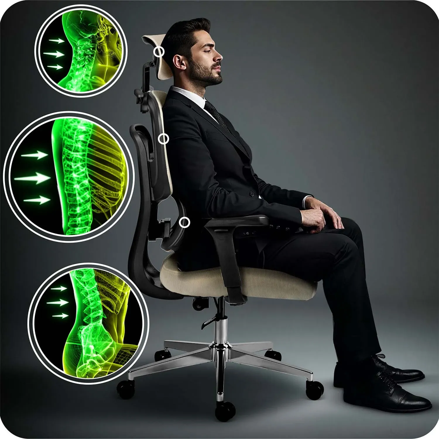 Sofotel Talin mikro tinklelio biuro kėdė – pilka - nuotrauka 1