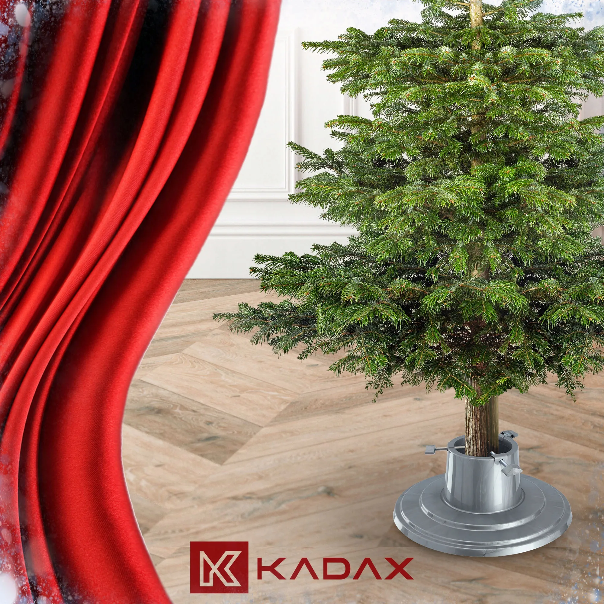 Larmor apvalus kalėdinės eglutės stovas, 39 cm, sidabrinis