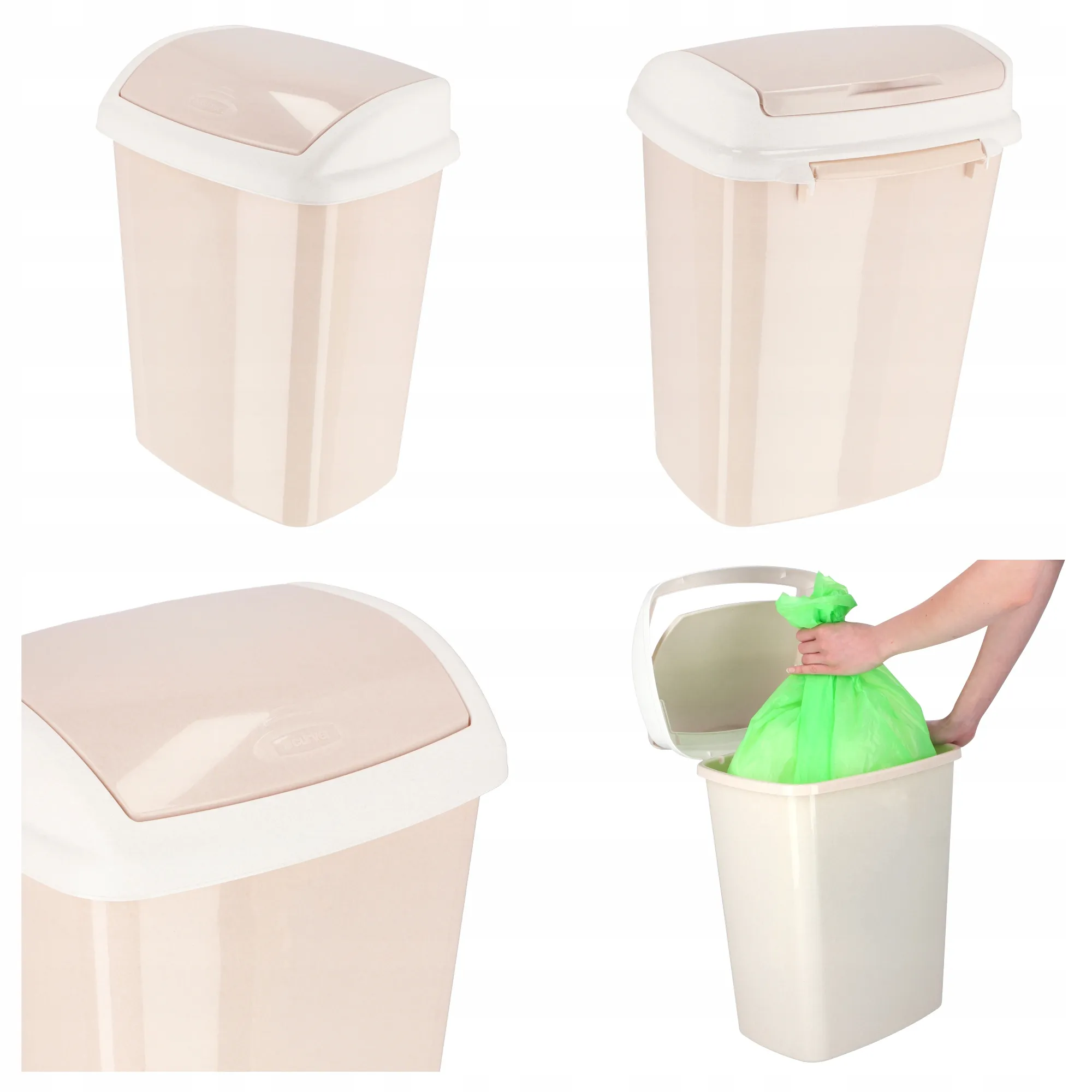 Curver Dominik 25 l pakreipiama šiukšliadėžė, smėlio spalvos