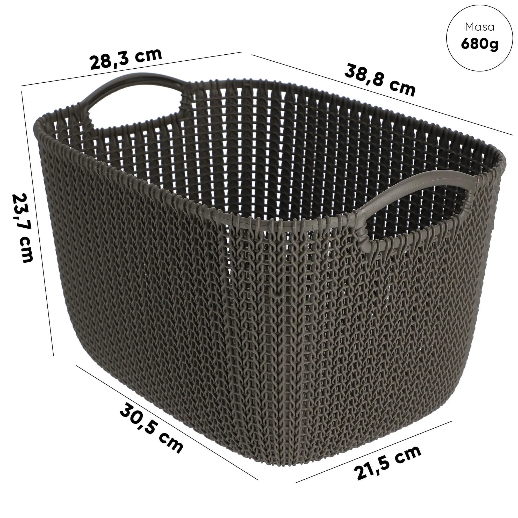 19L „Curver“ megztas krepšys su rankenomis, rudas