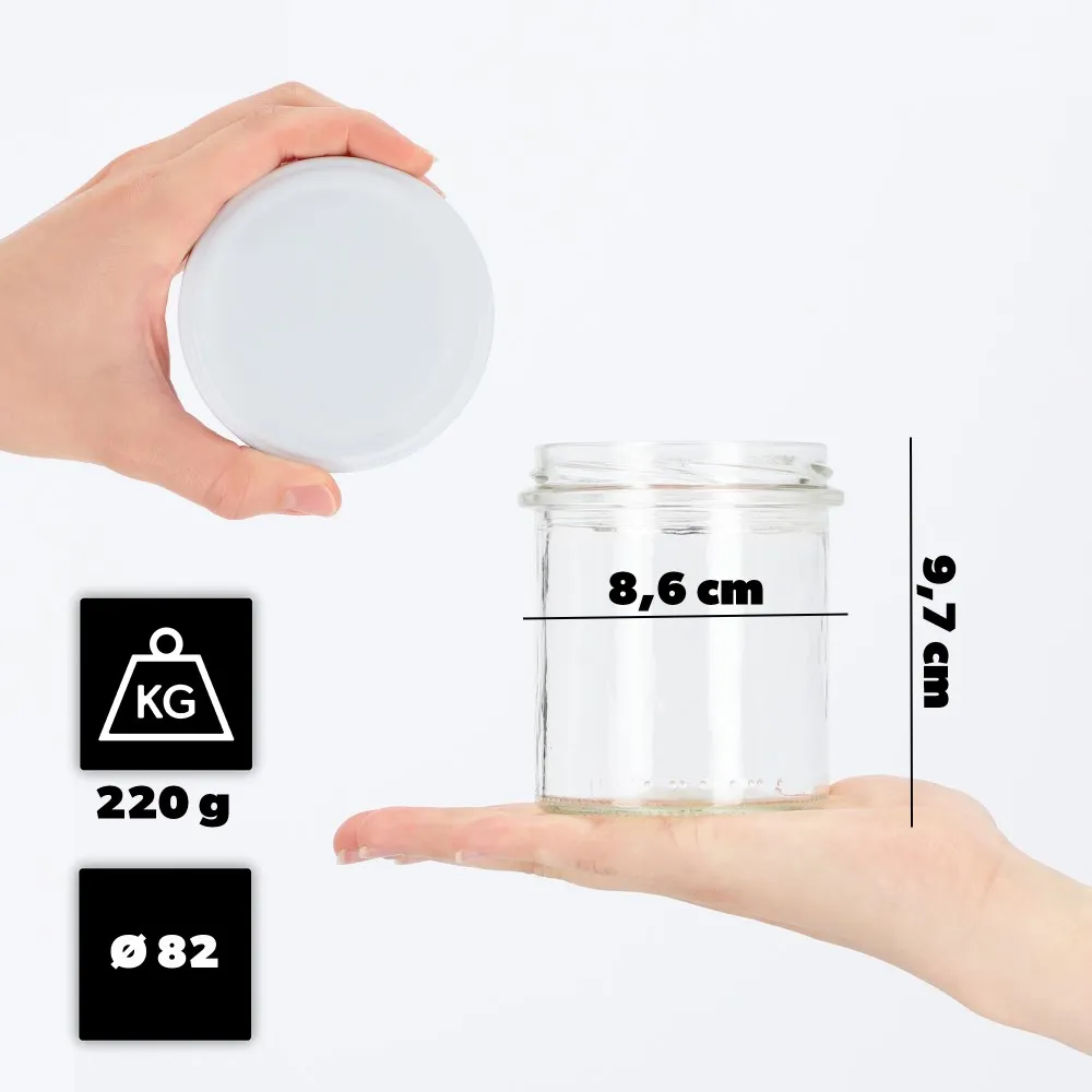 Avila konservavimo stiklainiai 350 ml 100 vnt. 82 mm + balti dangteliai