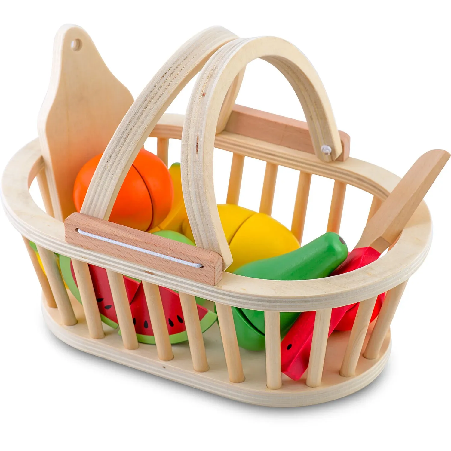 Medinis žaislų krepšelis su vaisiais pjaustymui, 9 vnt. RK-870 Ricokids - nuotrauka 1