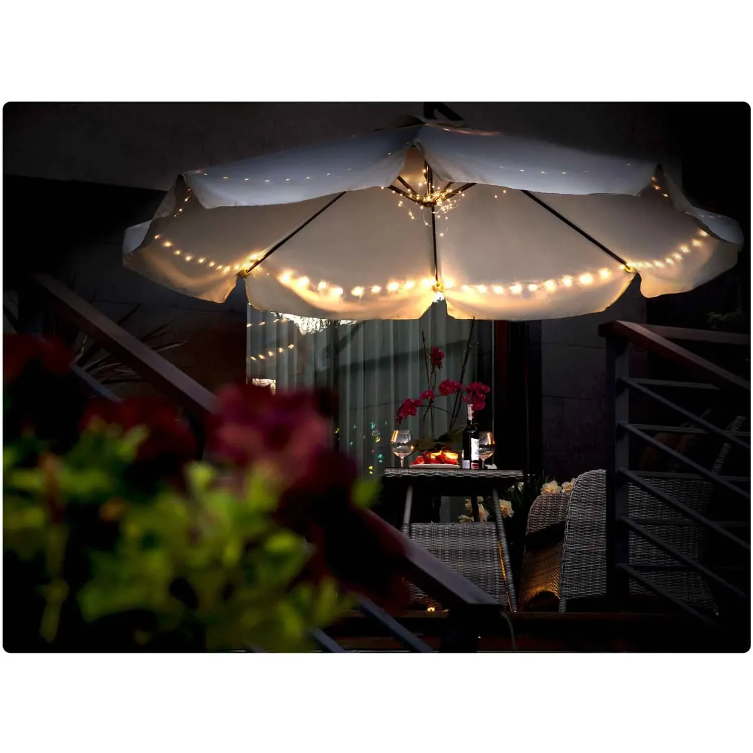 Sulankstomas sodo skėtis, 8 segmentų, smėlio spalvos, 350 cm - nuotrauka 1