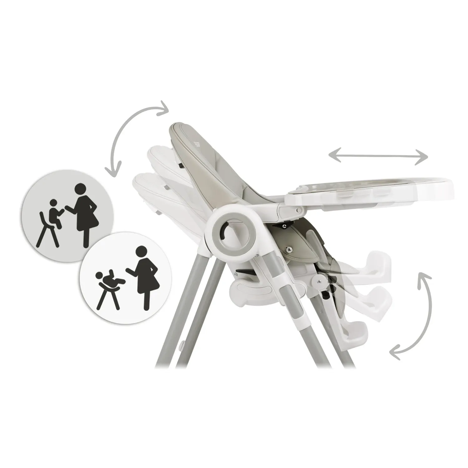 Maitinimo kėdutė su staliuku, Belo šokdynė, pilka + apsauginis lankelis - nuotrauka 1