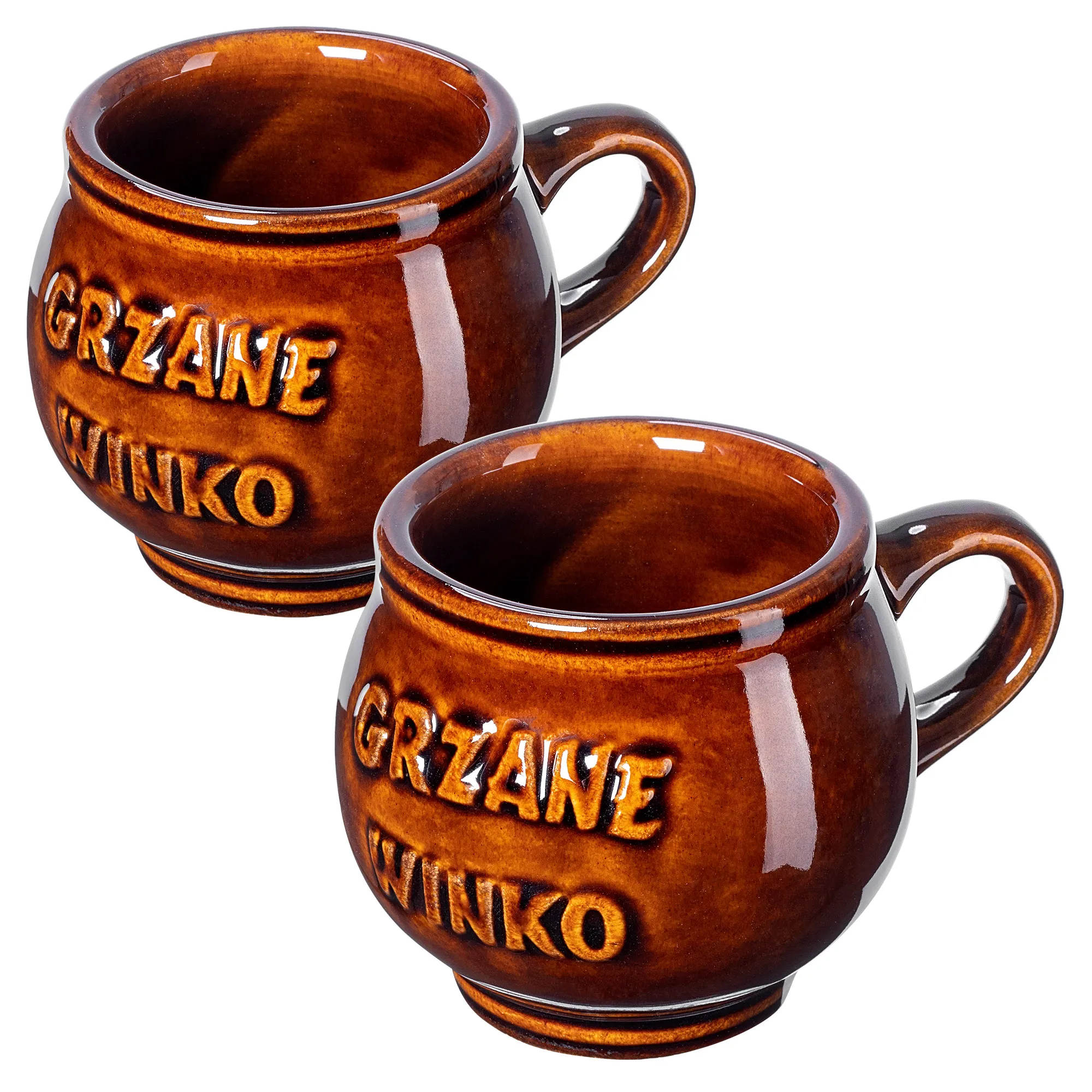 Akmens masės puodeliai su užrašu „Olympia“ 0,3 l su rankena, 2 vnt.