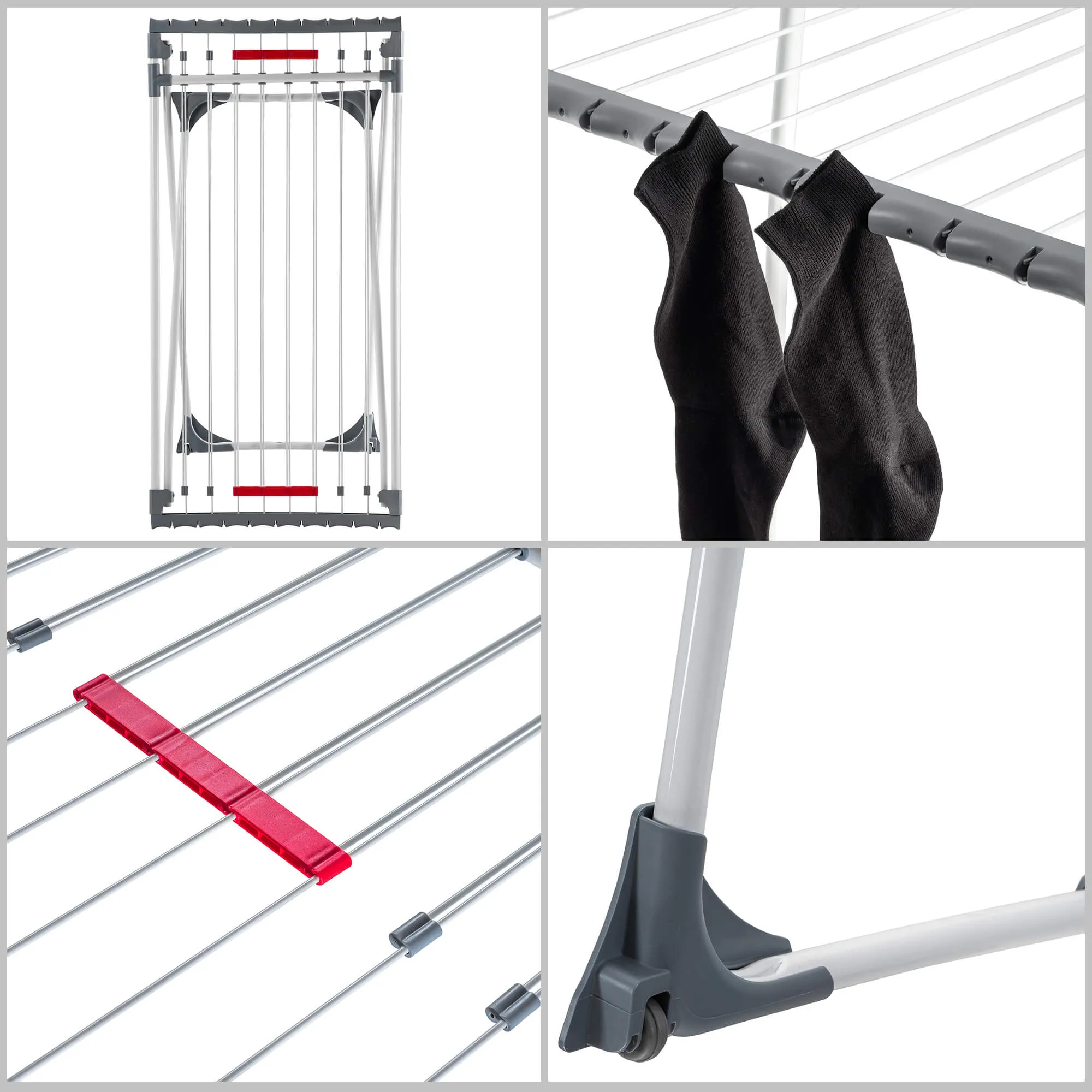 Teleskopinė pastatoma drabužių džiovyklė, pilka, 110–196 cm