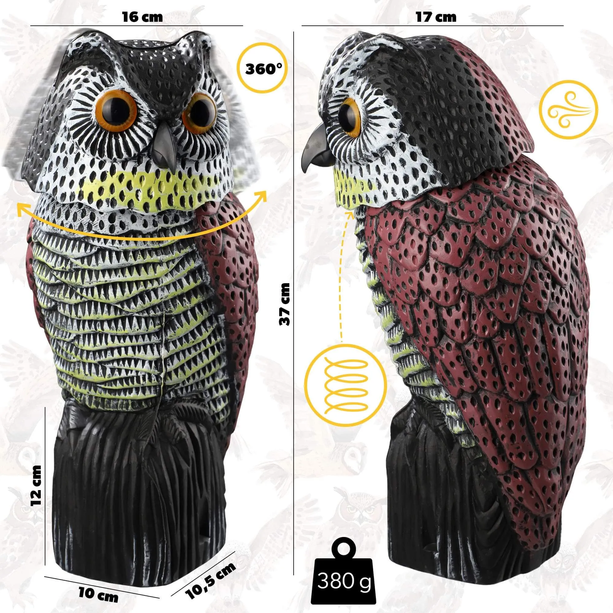 Pelėdos figūrėlė su judančia galva 37 x 17 cm