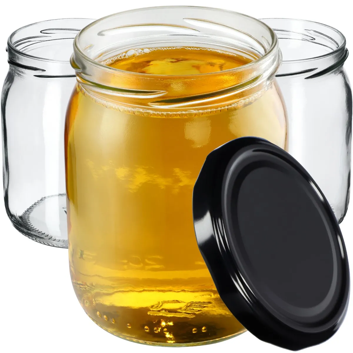 Senos indeliai po 540 ml, 8 vnt., 82 mm + juodi dangteliai