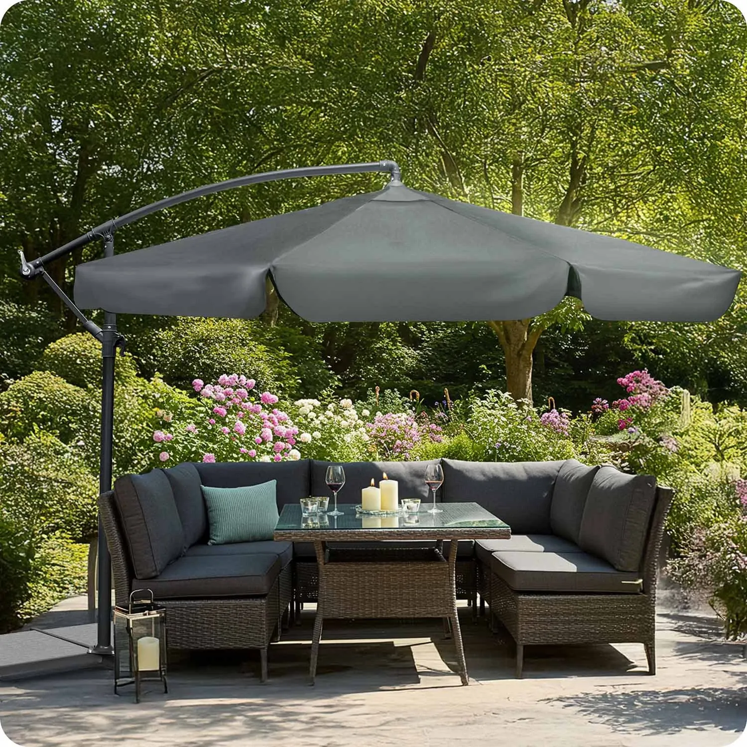 Sulankstomas sodo skėtis, 6 dalių, 350 cm, su uždanga, „Plonos PL-880“ - nuotrauka 1