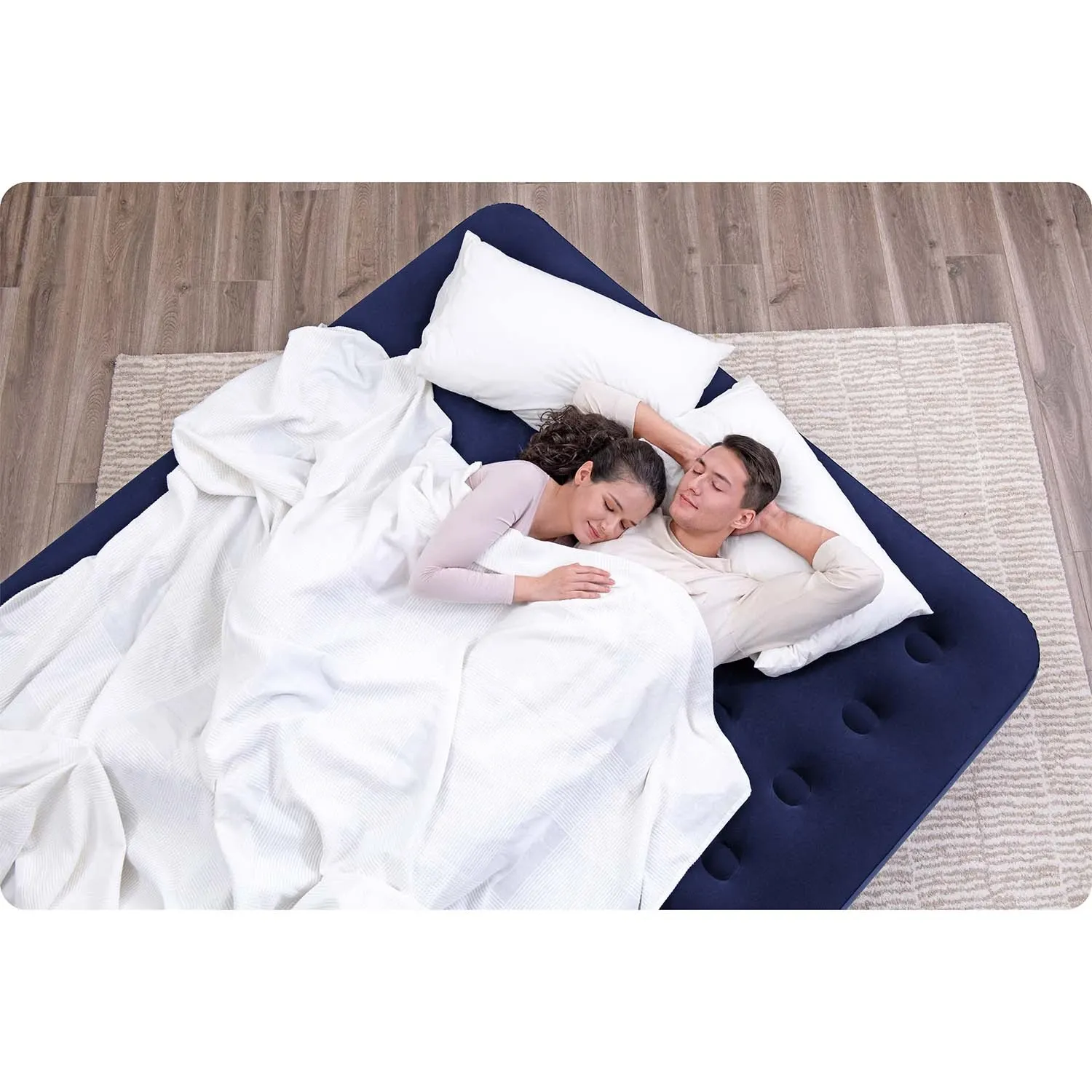 Pripučiamas čiužinys 203x183x22 cm su stūmokliniu pompa Bestway 67004 - nuotrauka 1