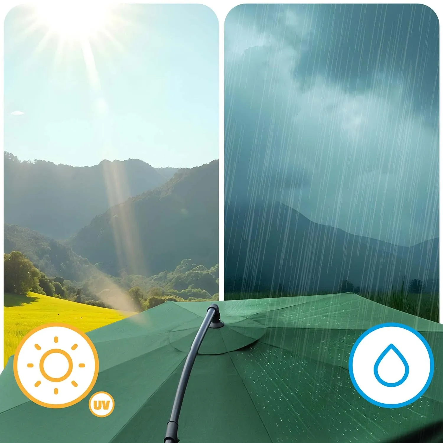 Sulankstomas sodo skėtis, 6 dalių, 350 cm, su uždanga, „Plonos PL-880“ - nuotrauka 1