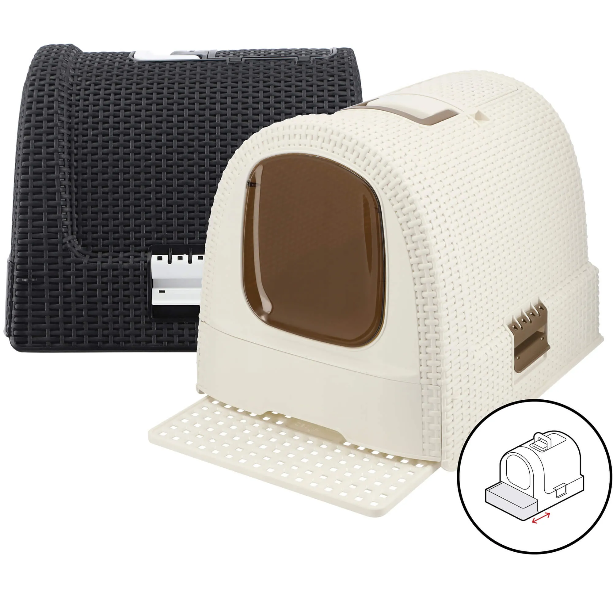 Curver Pet Life kačių kraiko dėžutė su samteliu, smėlio spalvos