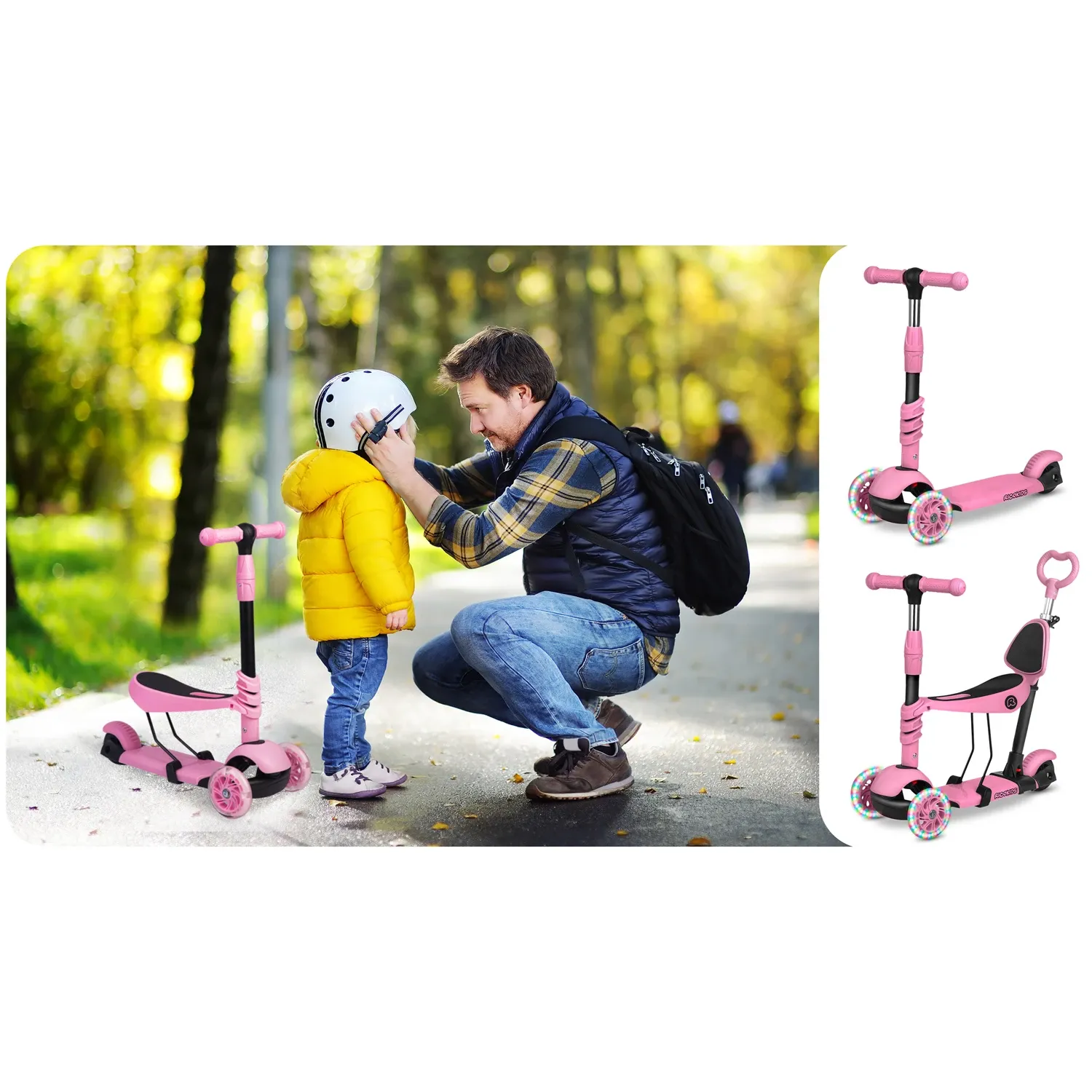 „Ricokids Todi“ triratis paspirtukas – rožinis - nuotrauka 1