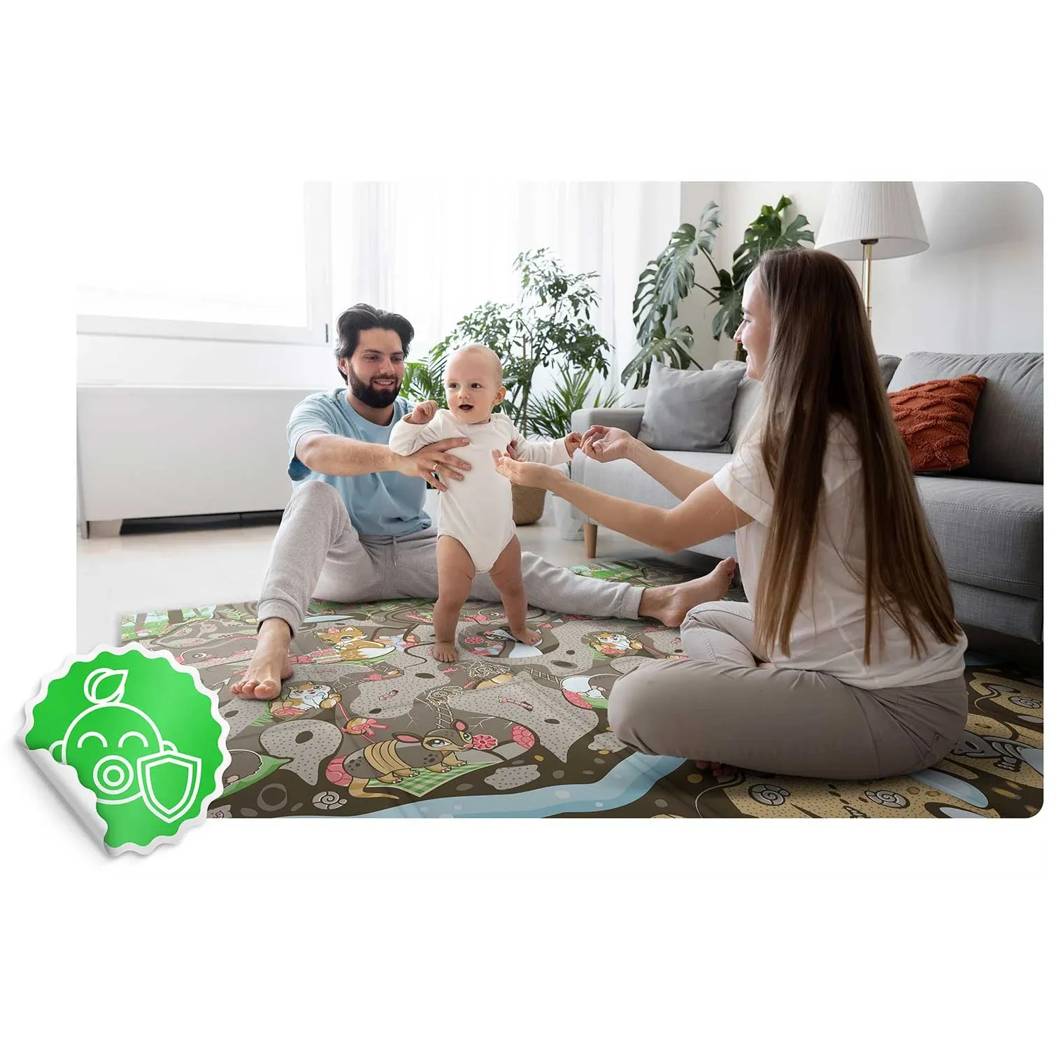 Sulankstomas putplasčio kilimėlis 200 x 180 x 1 cm Nukido NK-340 antžeminis traukinys - nuotrauka 1