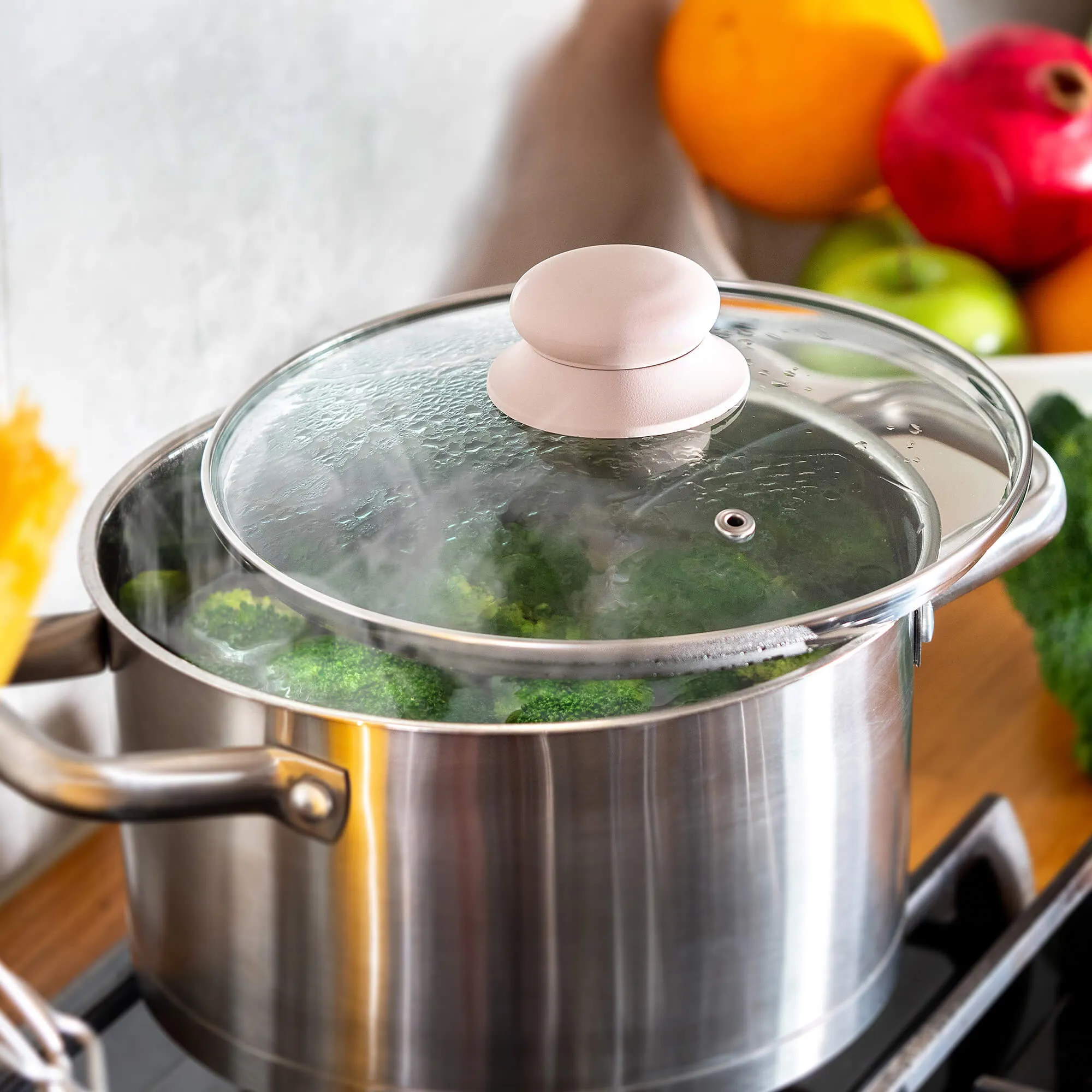 Tolfa orkaitėje kepti skirtas dangtis su silikonine rankena, 14 cm