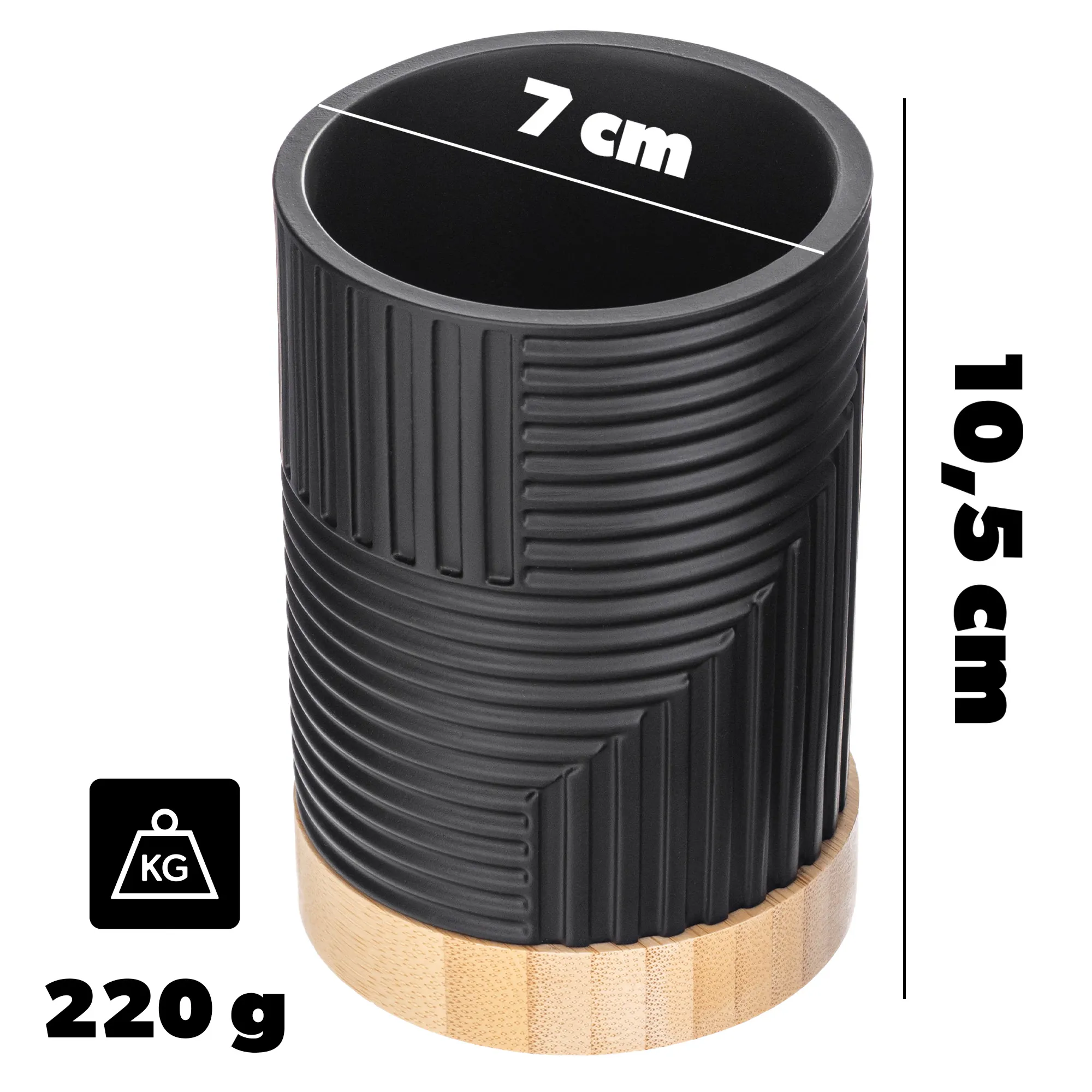 „Lunel“ apvalus vonios puodelis, juodas