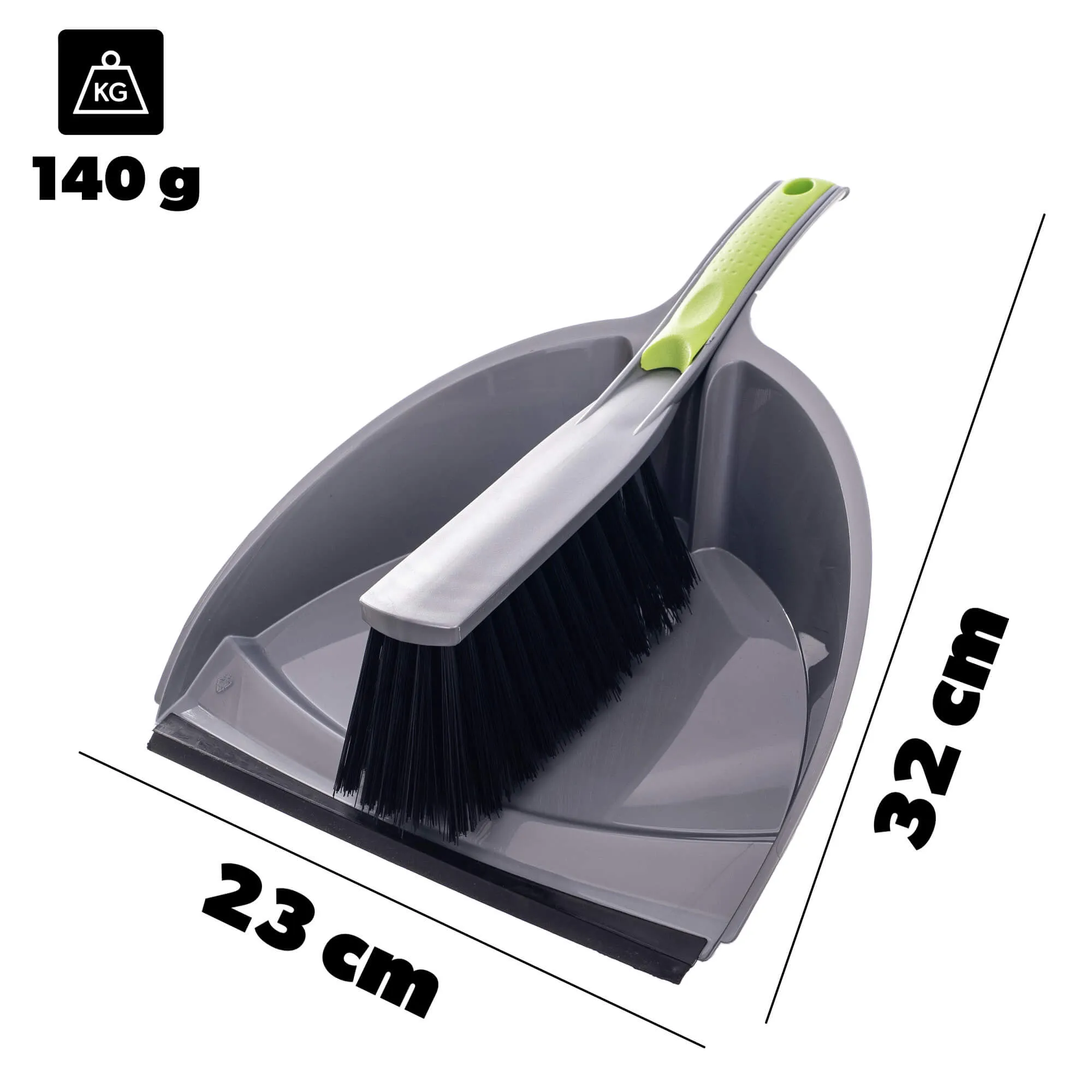 Amot 32 cm šluota ir semtuvėlis su žaliu kotu