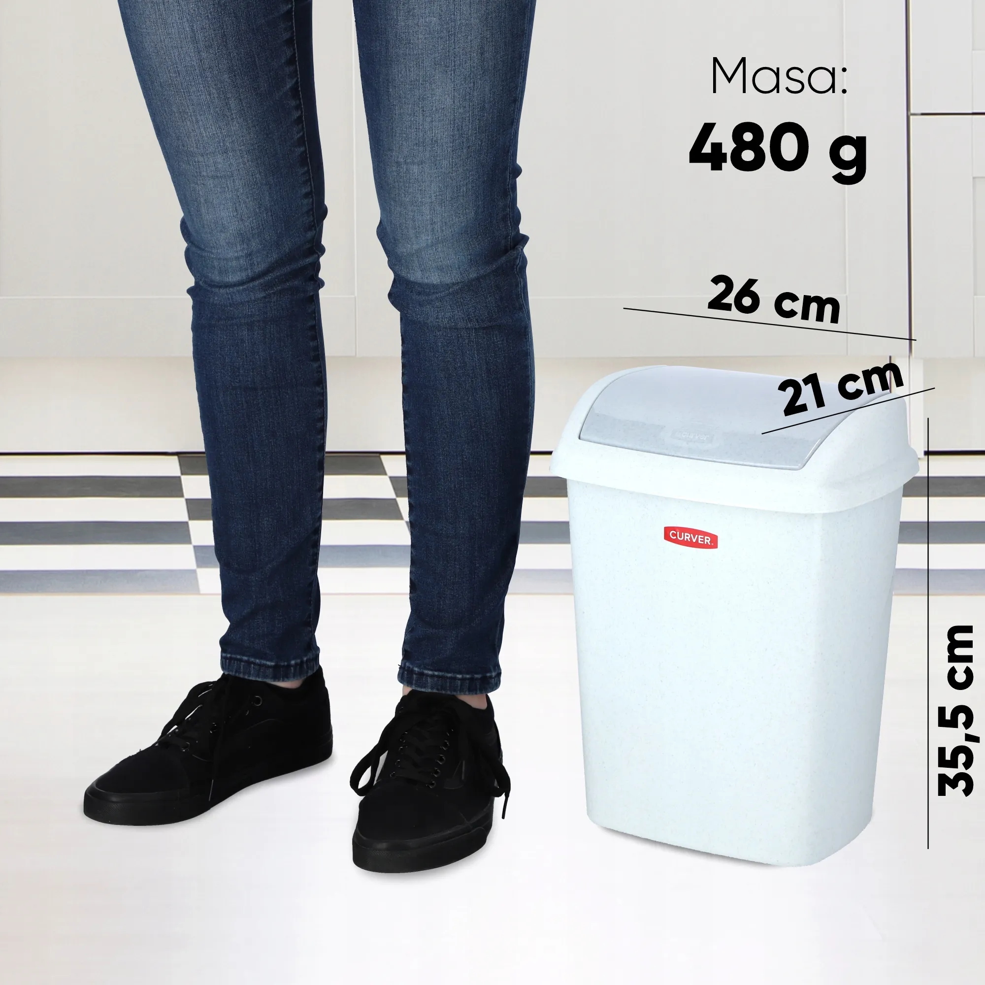 Curver Dominik 10 l pakreipiama šiukšliadėžė, granito spalvos