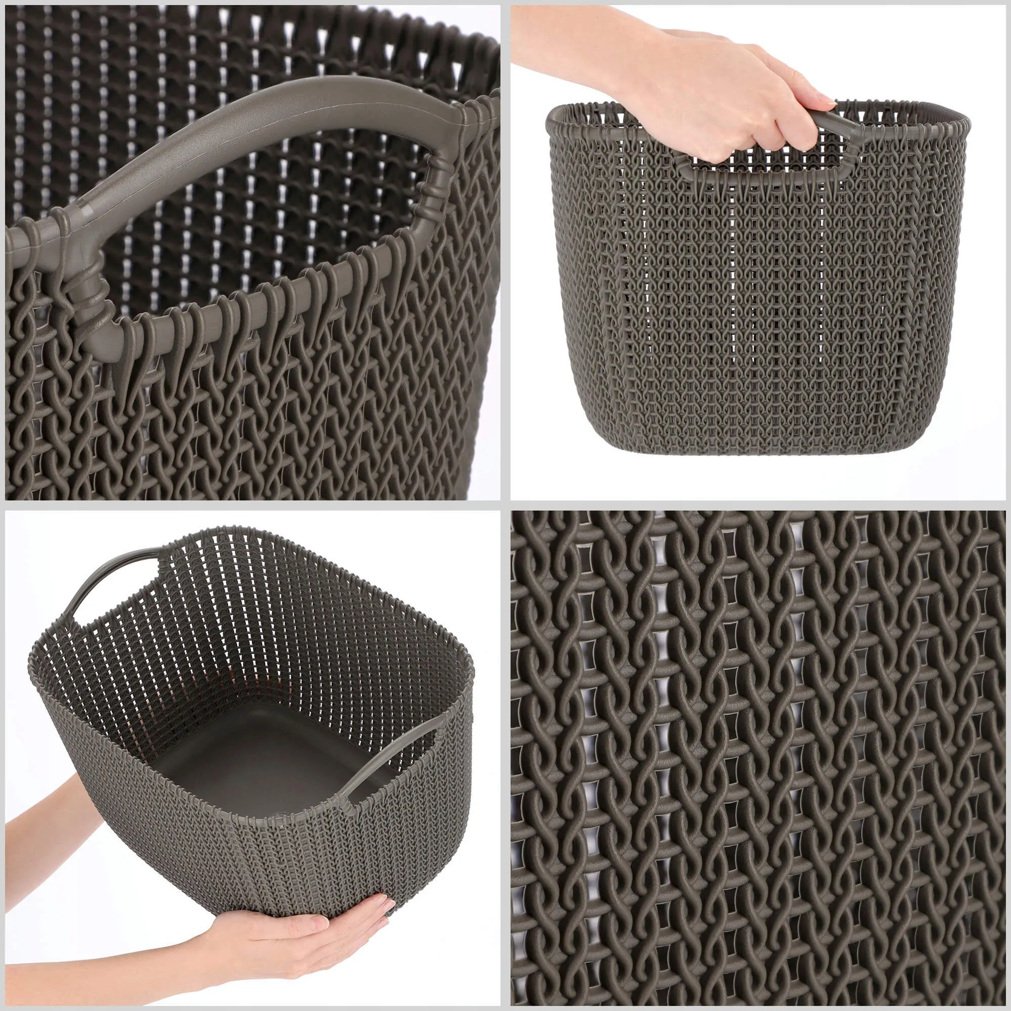 19L „Curver“ megztas krepšys su rankenomis, rudas