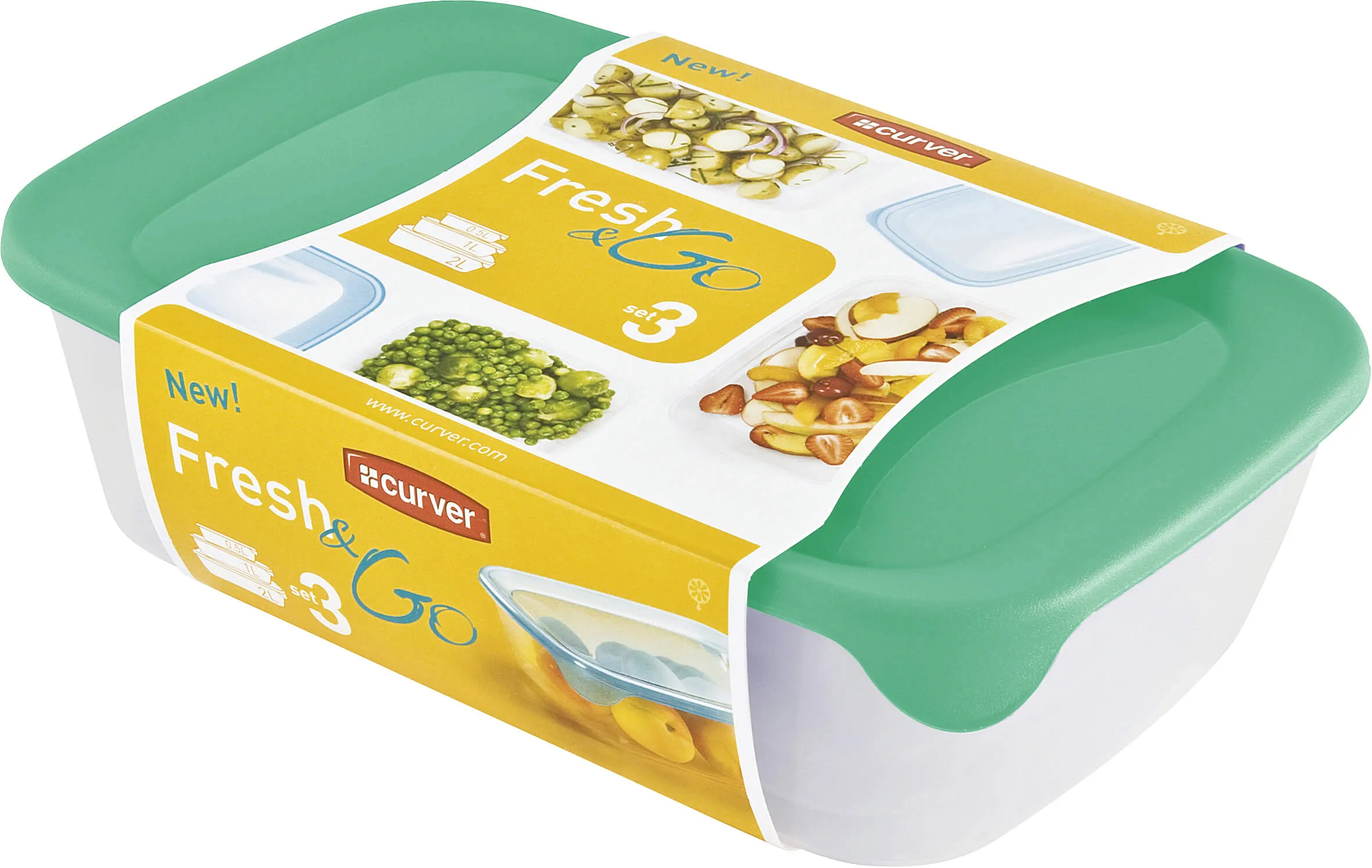 „Curver Fresh & Go“ maisto indeliai, 2 l + 1 l + 0,5 l