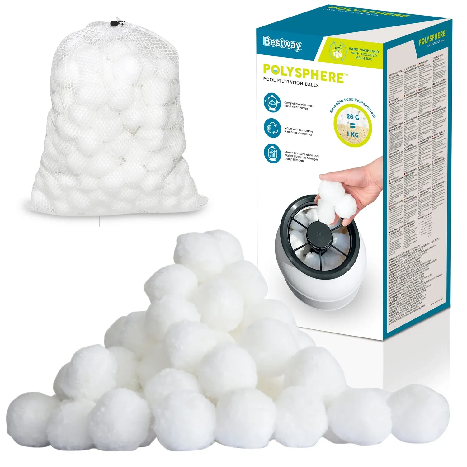 „Bestway 58497“ baseino smėlio pompa + filtro kamuoliukai, 6056 l/val. - nuotrauka 1