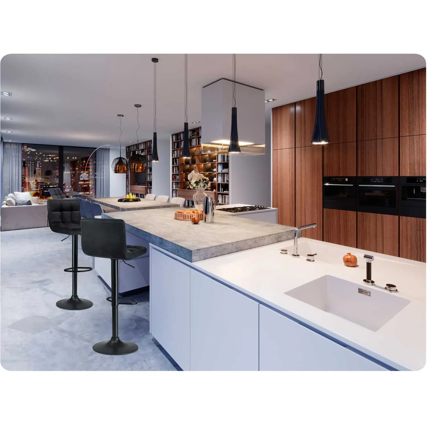 Monro baro kėdė su atlošu, juoda - nuotrauka 1