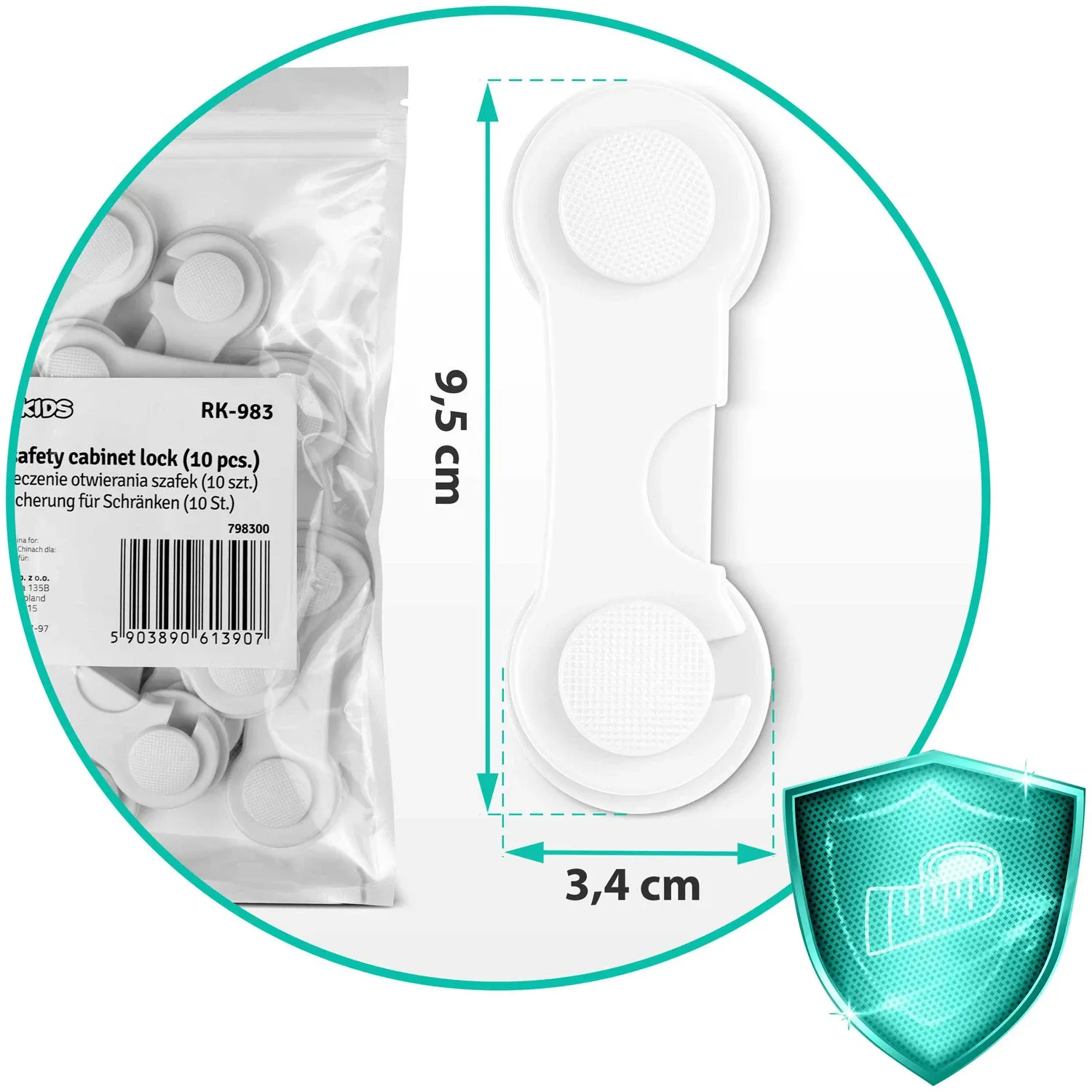 „Ricokids“ 798300 spintelės atidarymo apsaugos, 10 vnt., baltos - nuotrauka 1