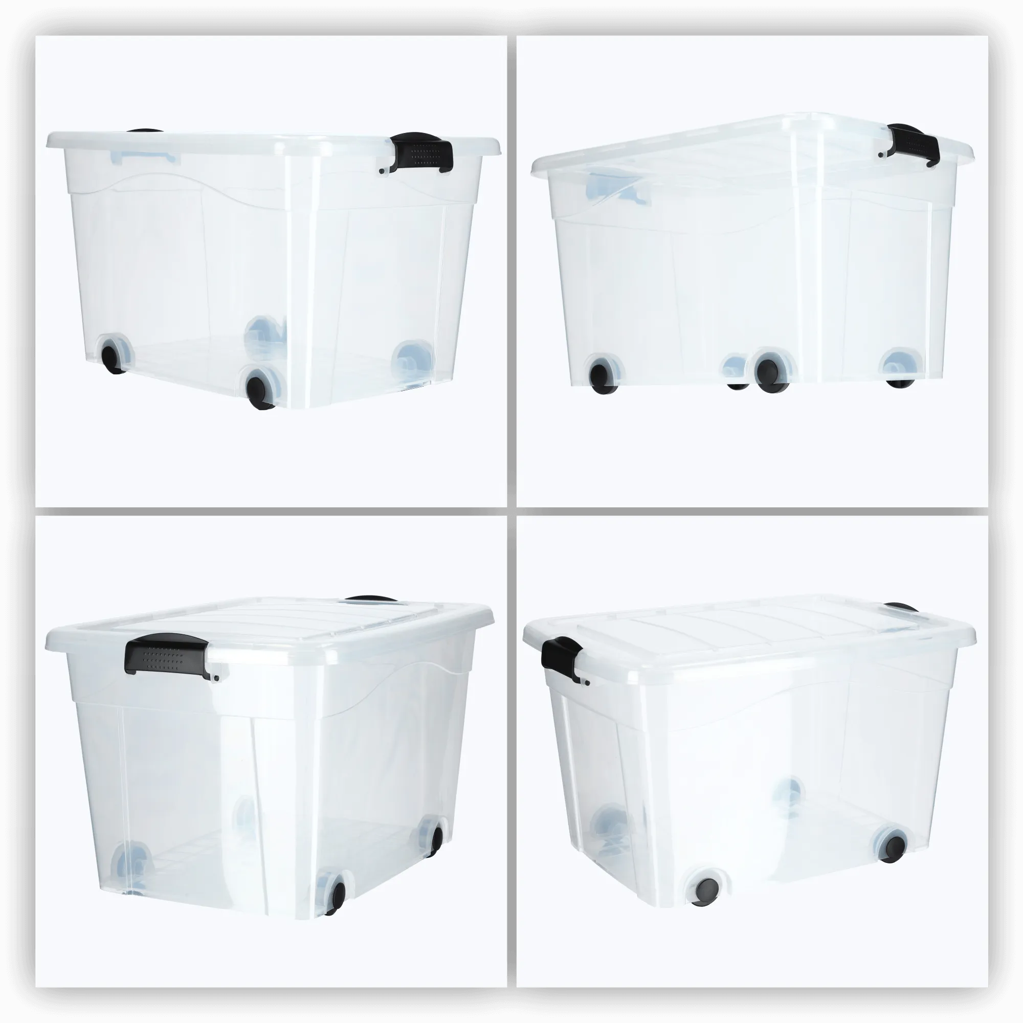 Vado 60L plastikinis konteineris su ratukais, skaidrus