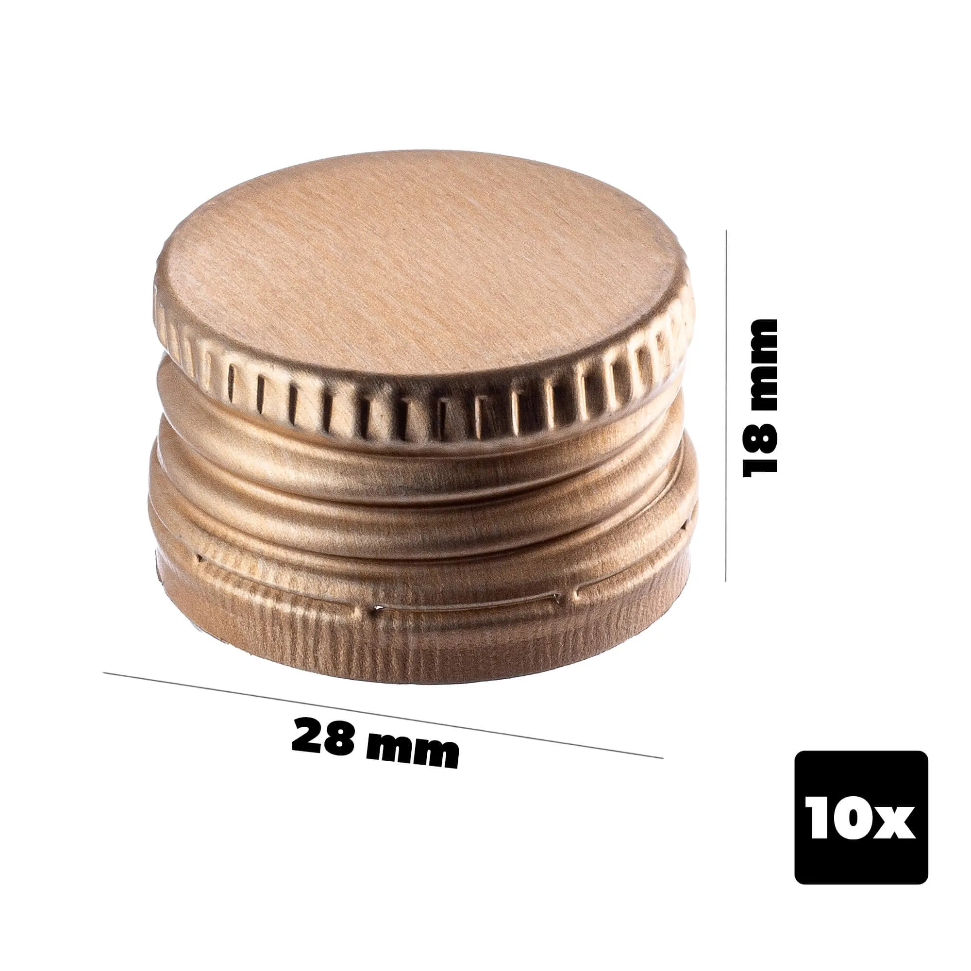 Annot aliumininiai butelio kamšteliai, 28 mm skersmens, auksiniai, 10 vnt.