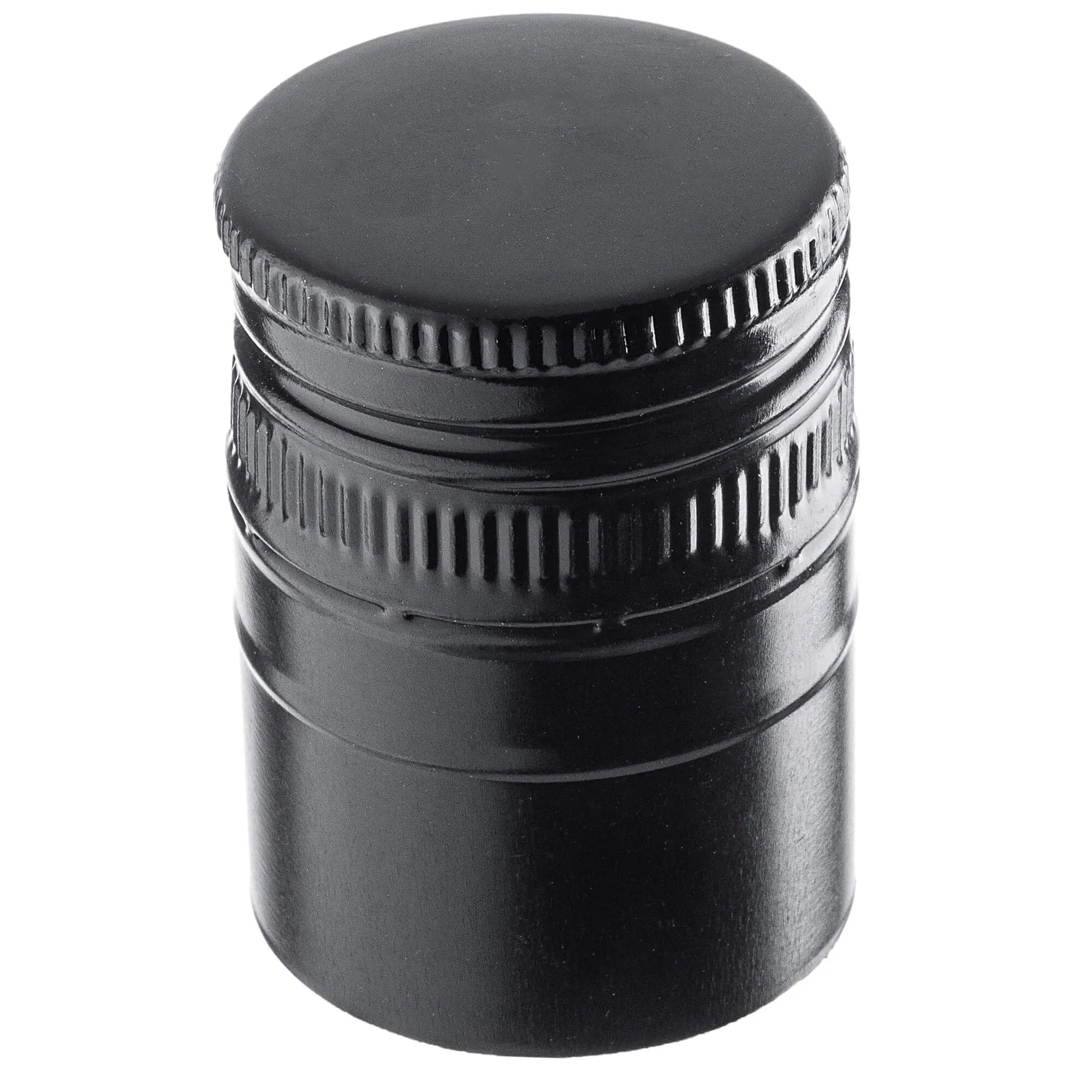 „Annot“ aliumininiai butelių kamšteliai, 31,5 mm skersmens, ilgi, juodi, 50 vnt.