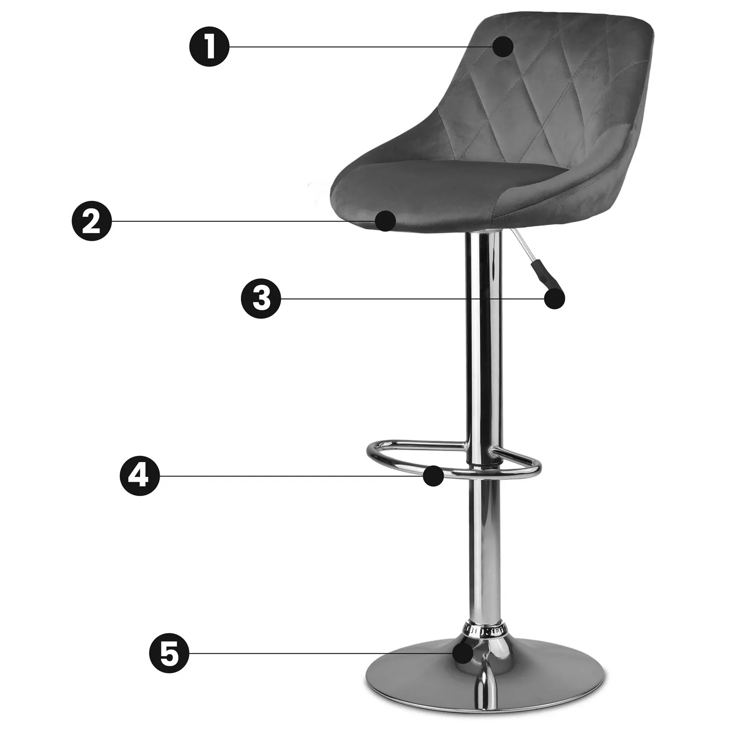 Nerra baro kėdė su atlošu – 2 dalys – pilka - nuotrauka 1