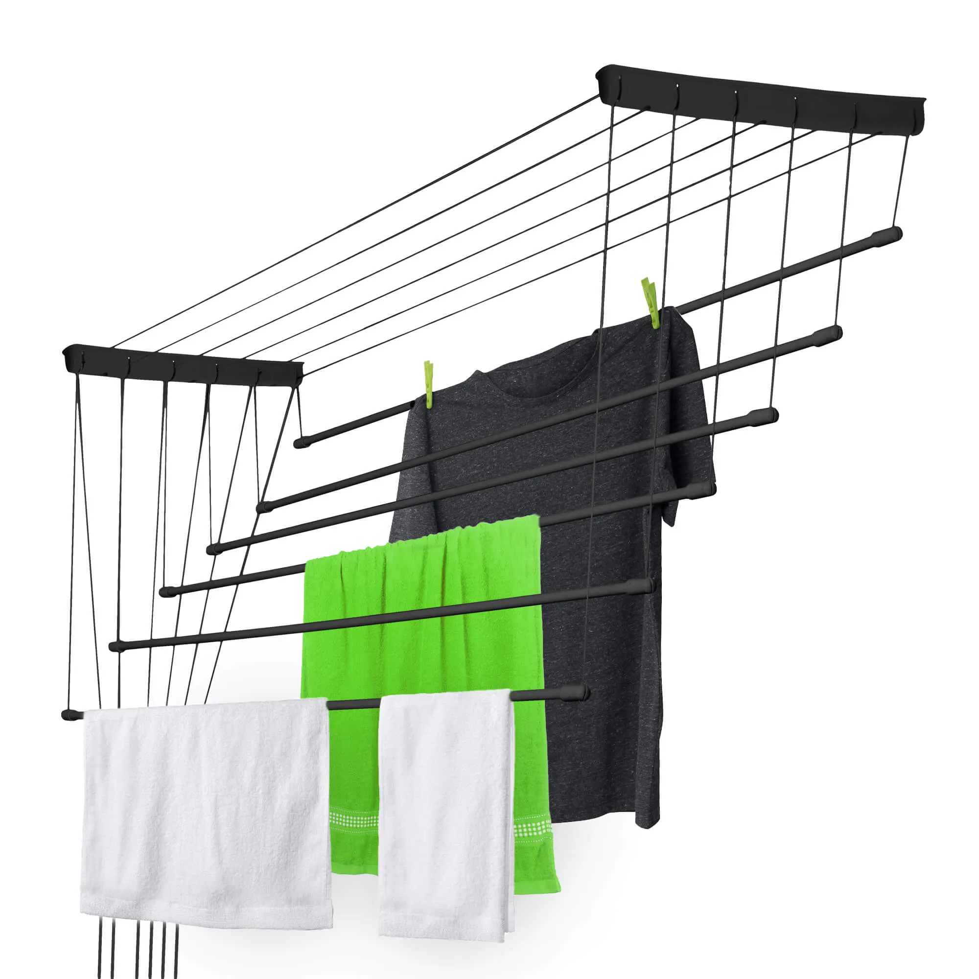 „Torp“ lubinė drabužių džiovyklė, 6 stovai, 160 cm, juoda