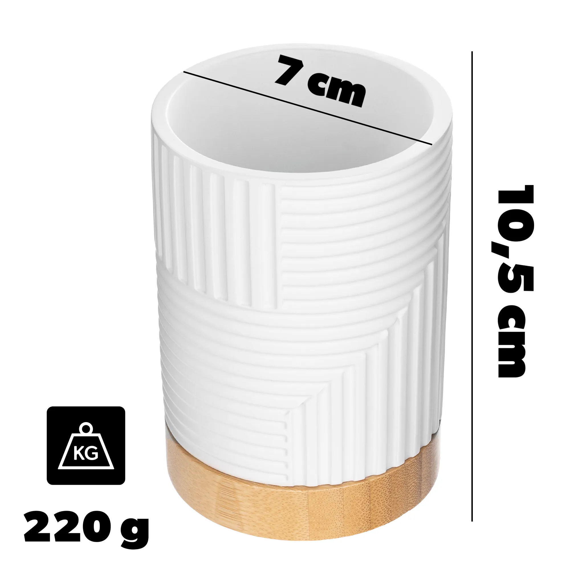 Lunel apvalus vonios puodelis, baltas