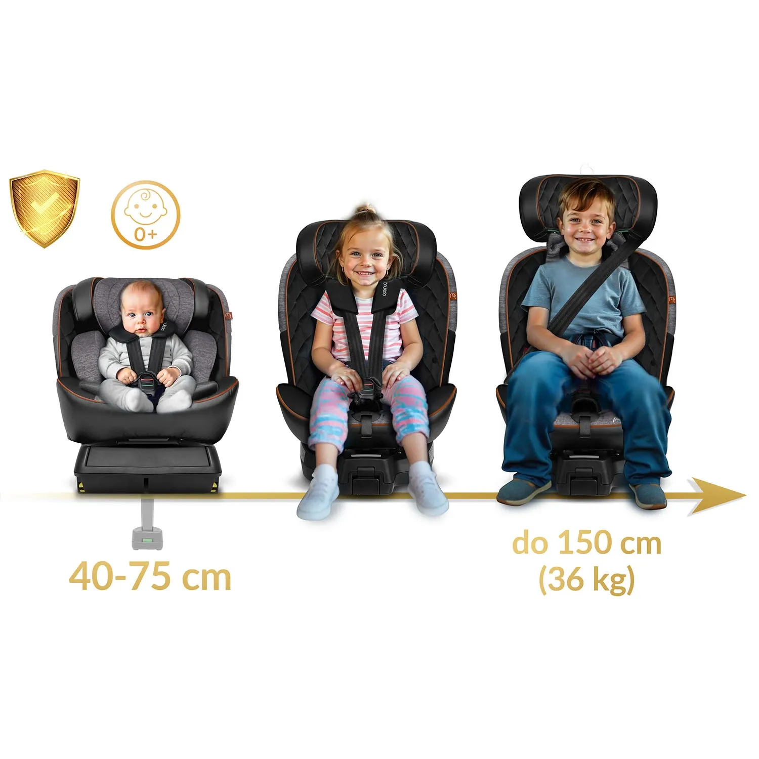 „Nukido Prestige Line“ juodos ir pilkos spalvos automobilinė kėdutė, 0-36 kg, su ISOFIX sistema - nuotrauka 1