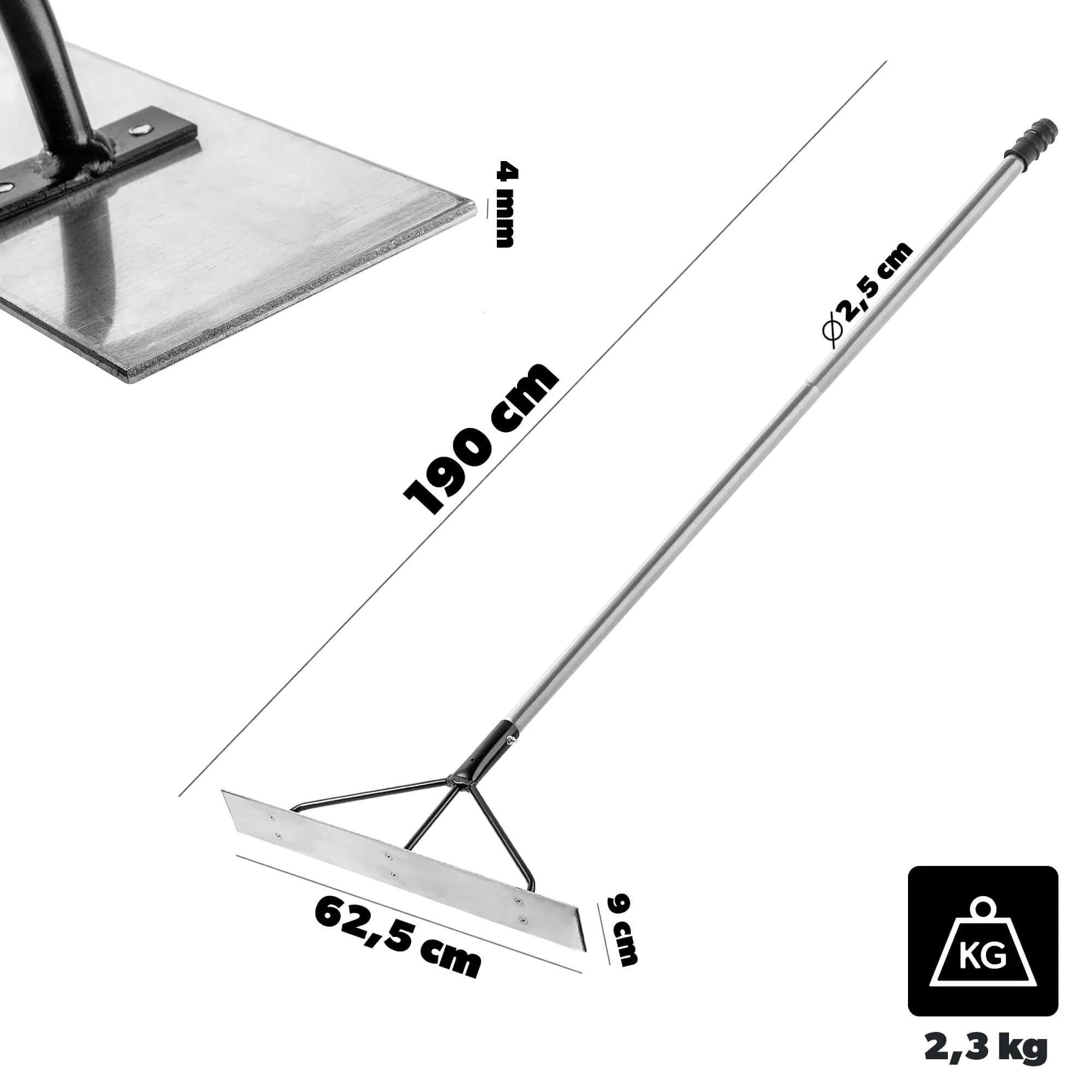 Berga aliuminio betono grandiklis su metaline rankena