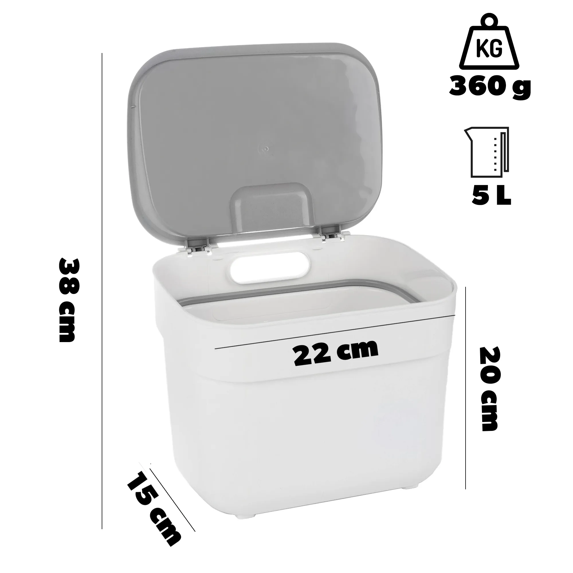 Curver Ready to Collect 5 l atliekų rūšiavimo šiukšliadėžė, balta